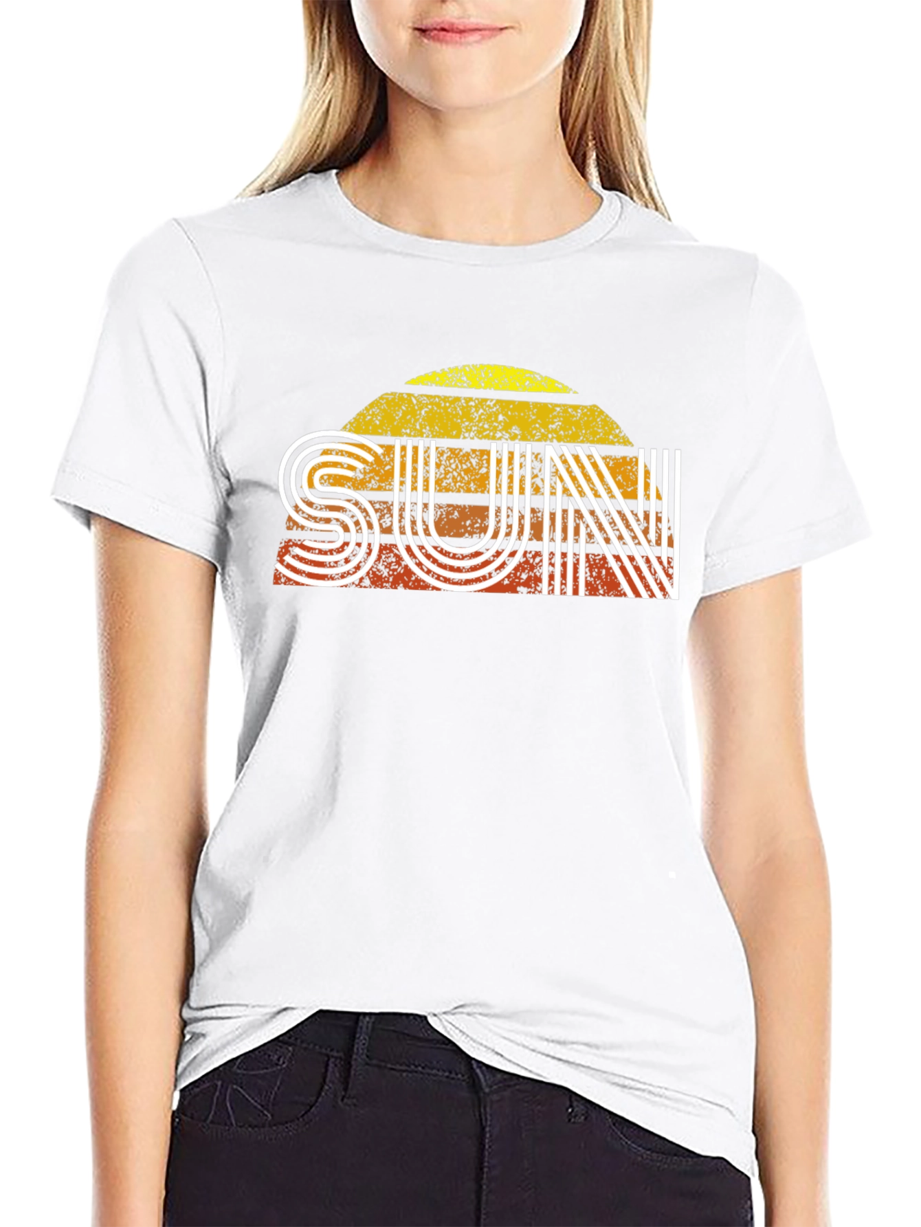 Retro SUN Graphic Tee - Black Short Sleeve