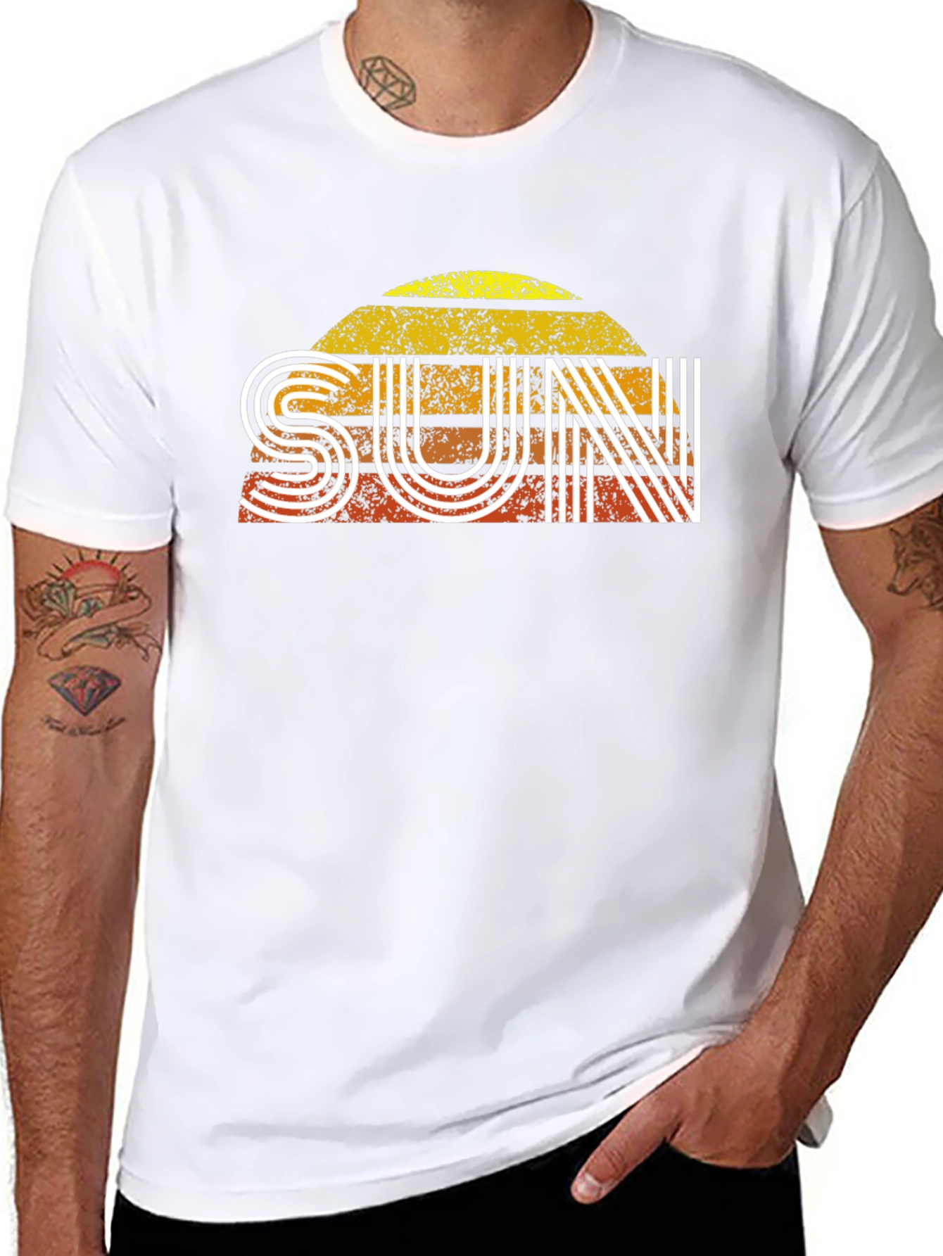 Retro SUN Graphic Tee - Black Short Sleeve