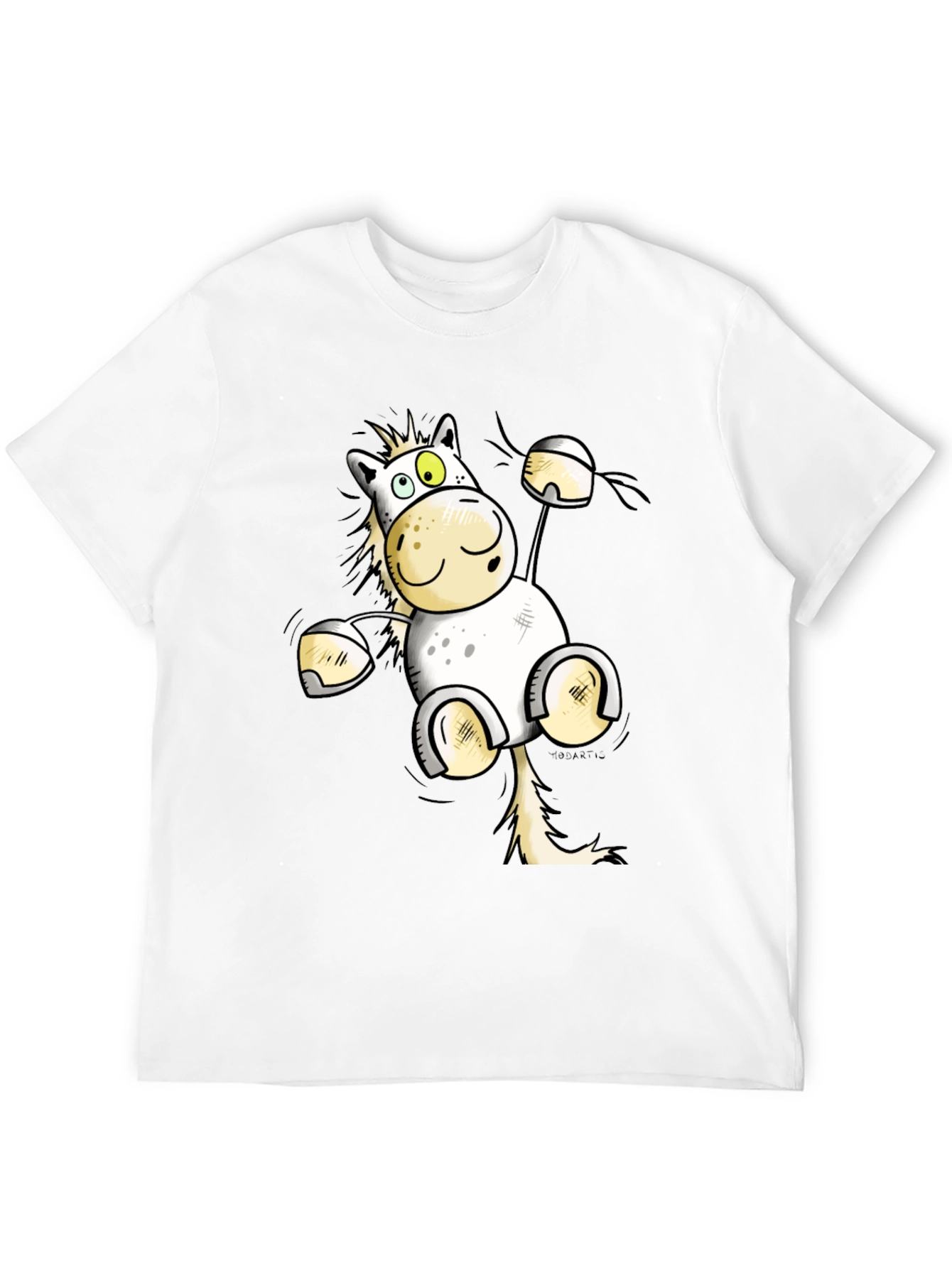 Funny Horse Cartoon Black T-Shirt