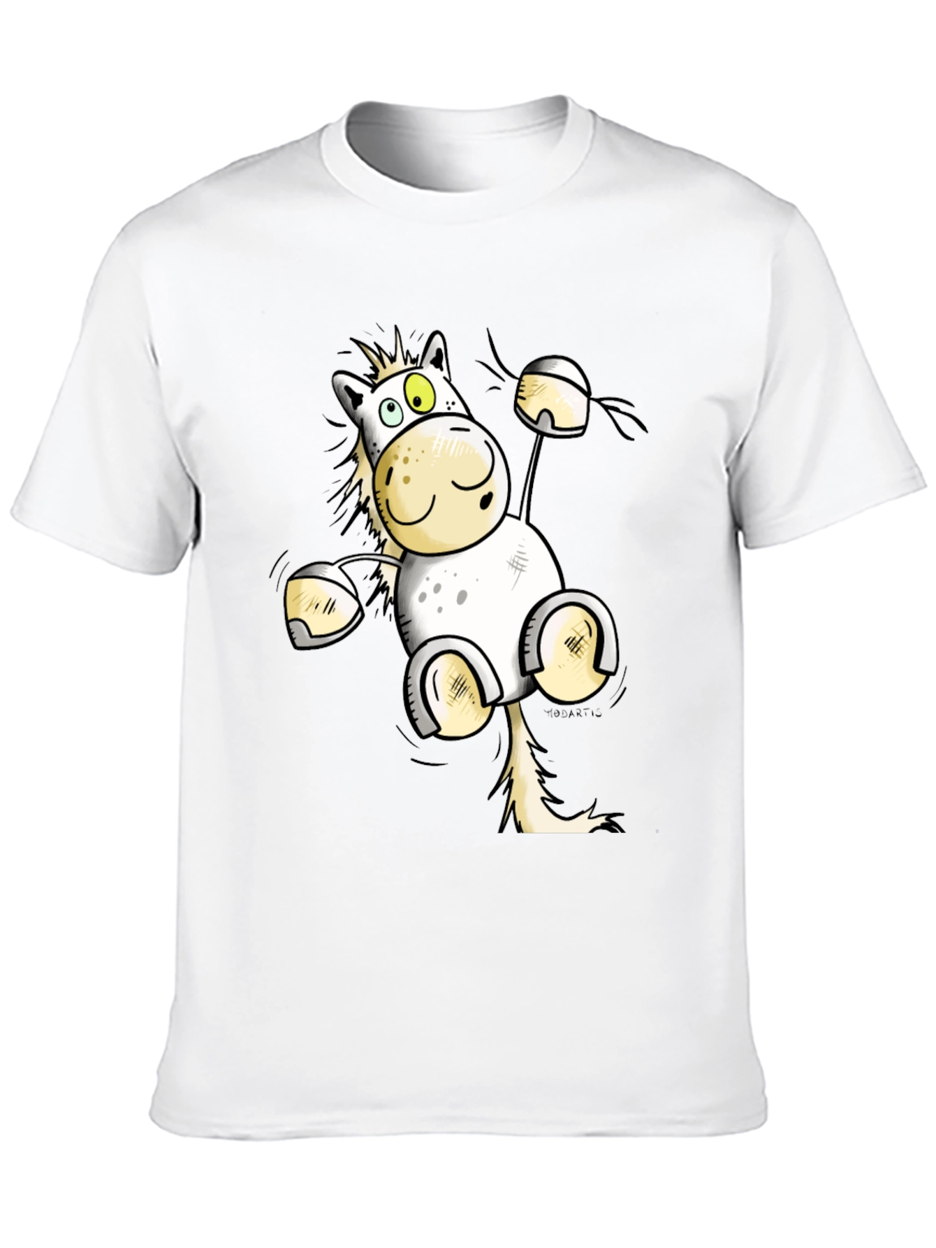 Funny Horse Cartoon Black T-Shirt