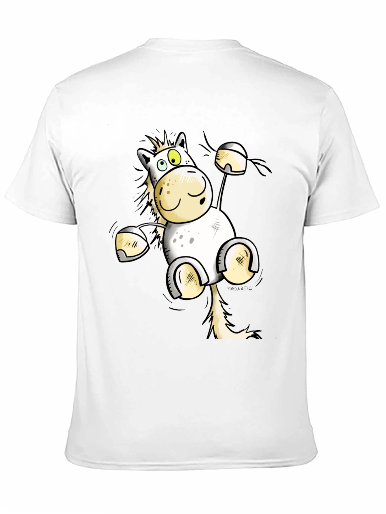 Funny Horse Cartoon Black T-Shirt