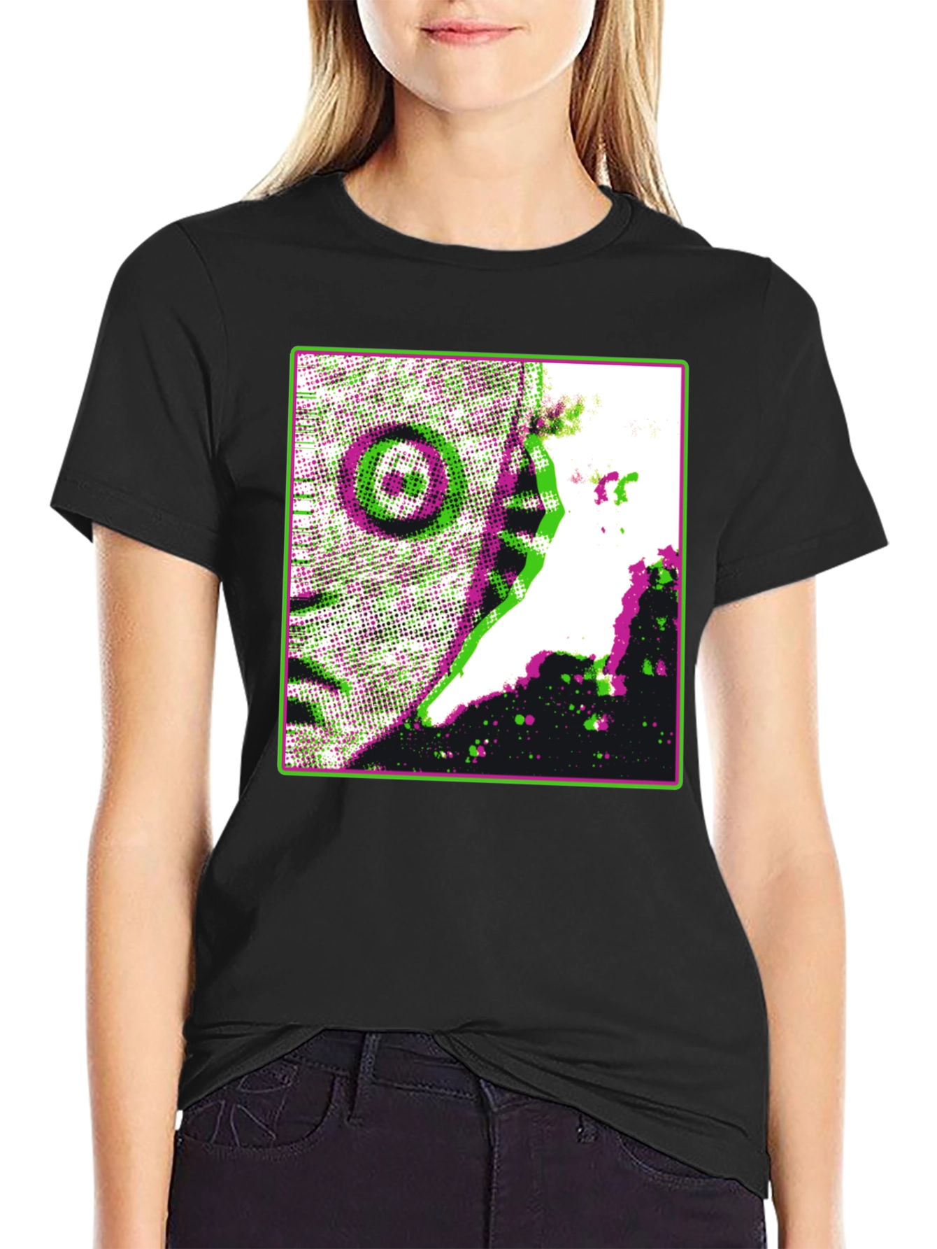 Retro Glitch Graphic Tee - Black