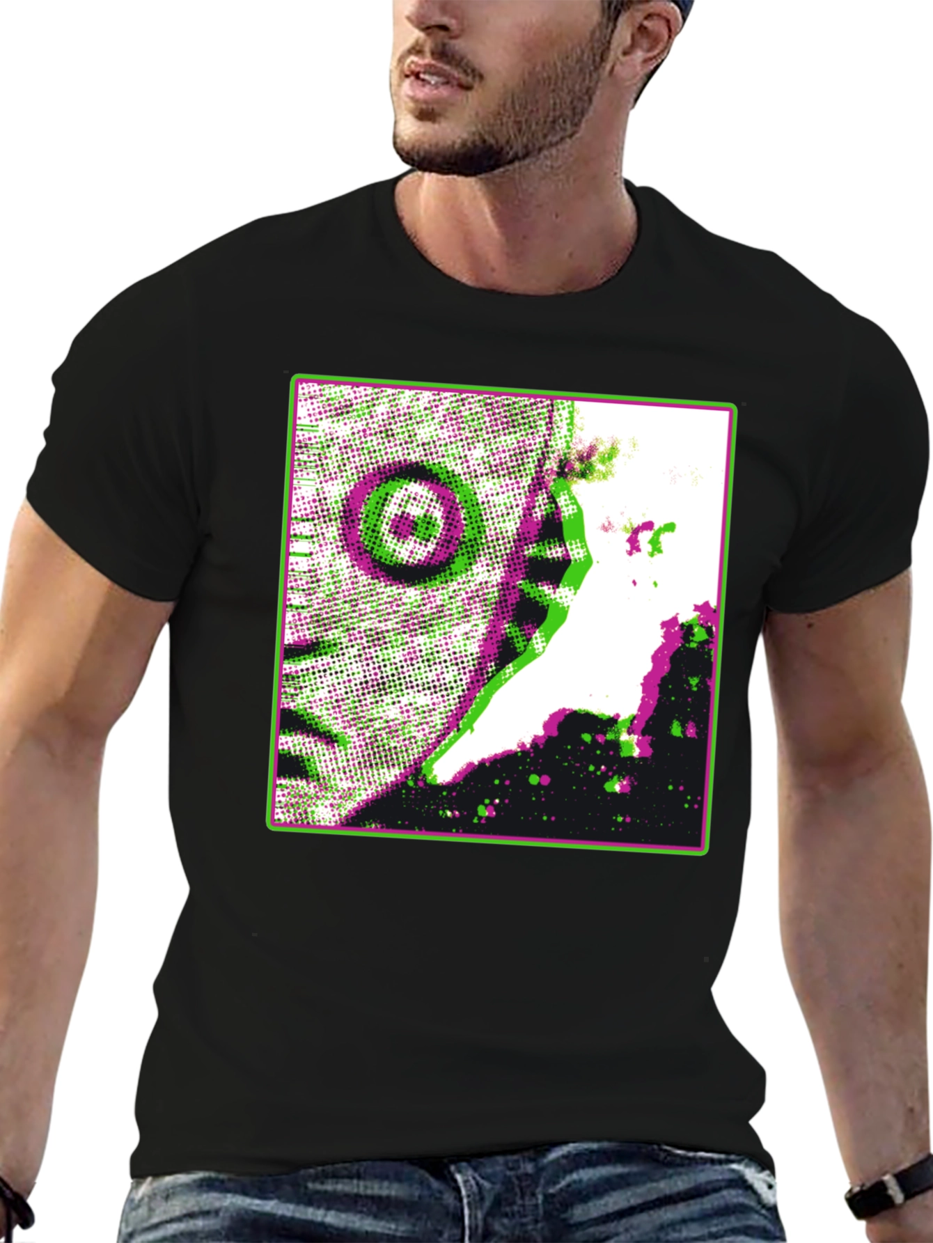 Retro Glitch Graphic Tee - Black