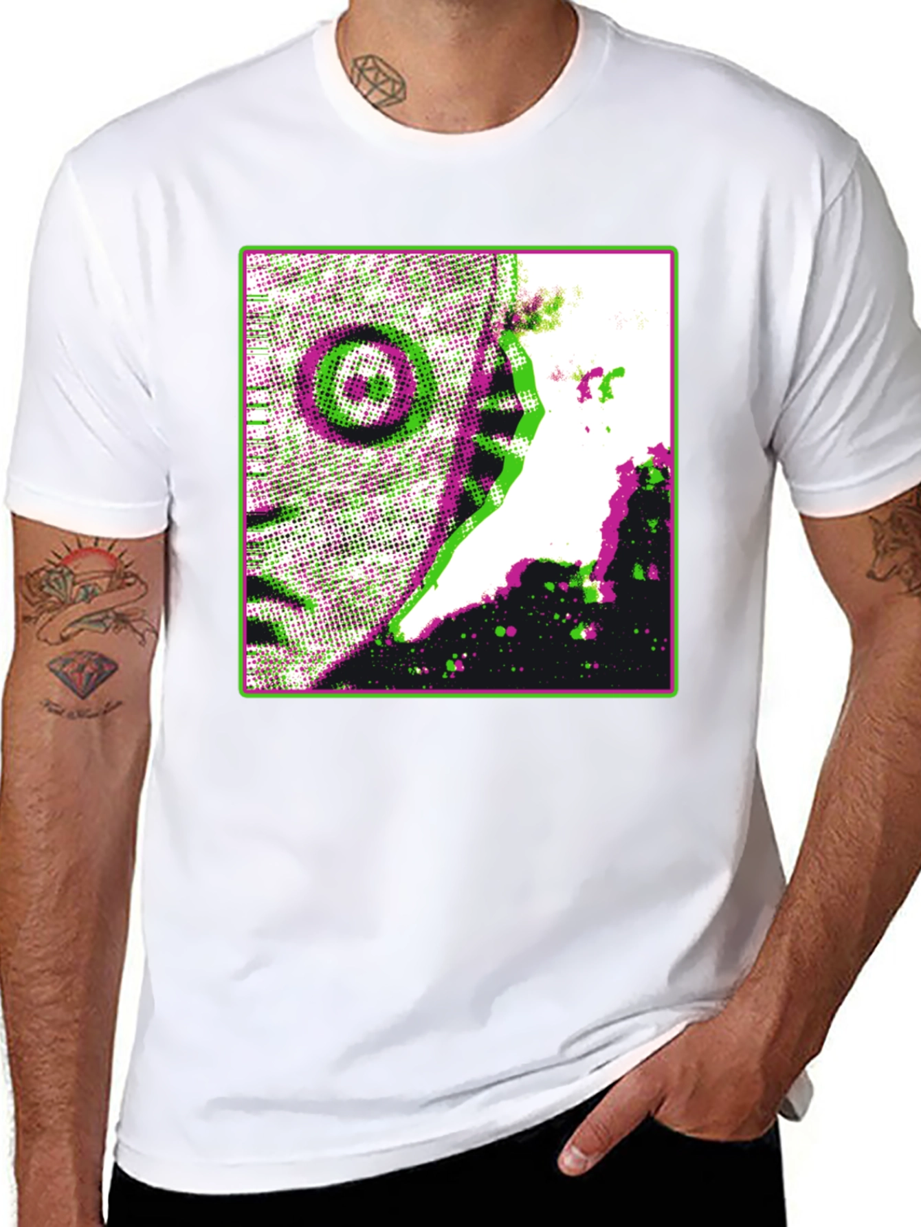 Retro Glitch Graphic Tee - Black