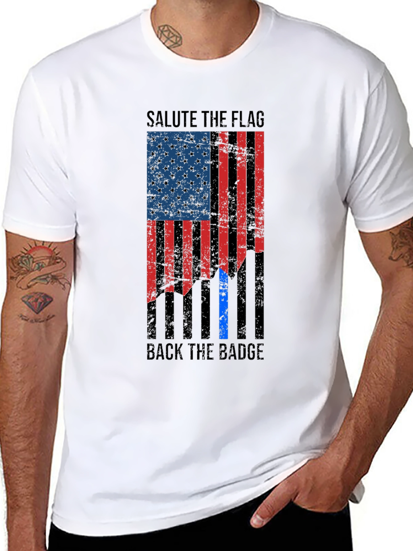 Salute the Flag Back the Badge Graphic T-Shirt