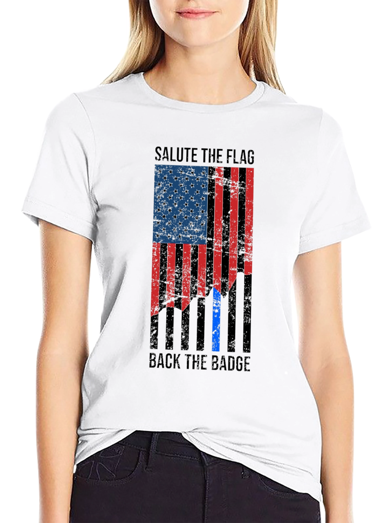 Salute the Flag Back the Badge Graphic T-Shirt