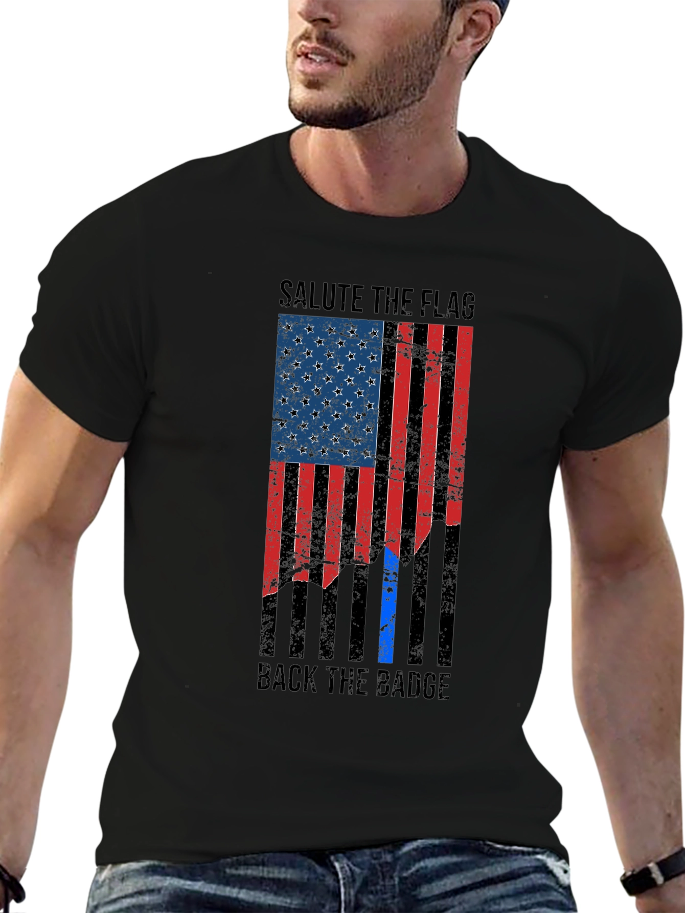 Salute the Flag Back the Badge Graphic T-Shirt