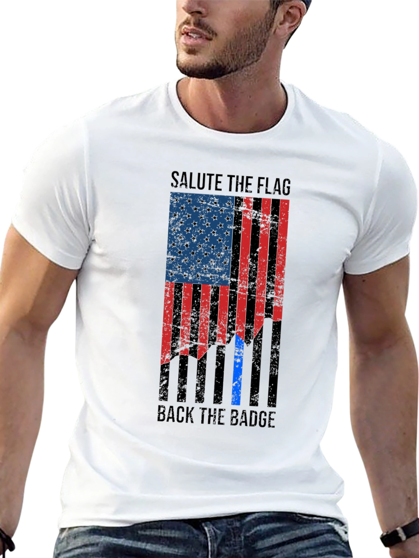 Salute the Flag Back the Badge Graphic T-Shirt