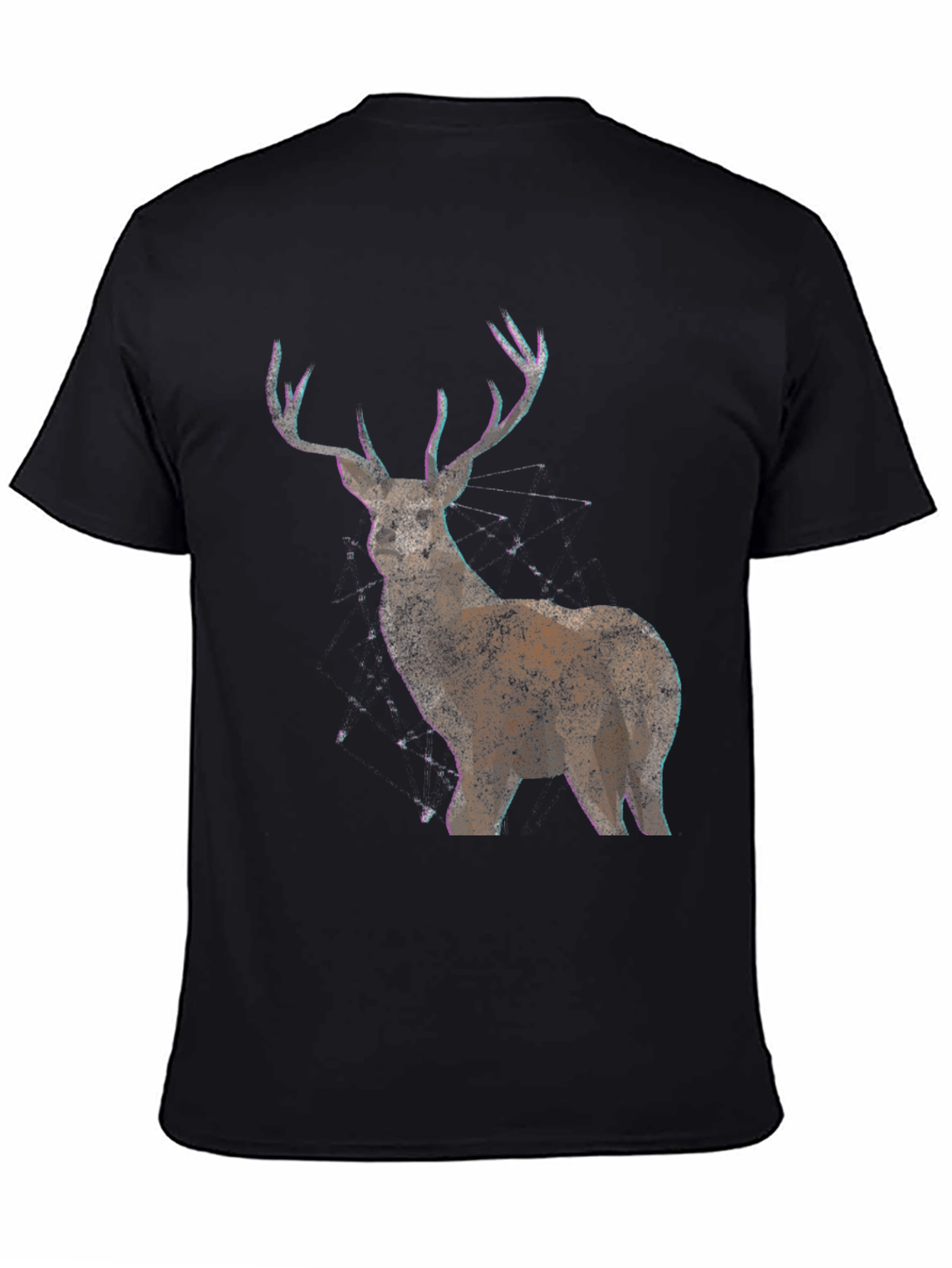 Deer Graphic Print Mens Black T-Shirt