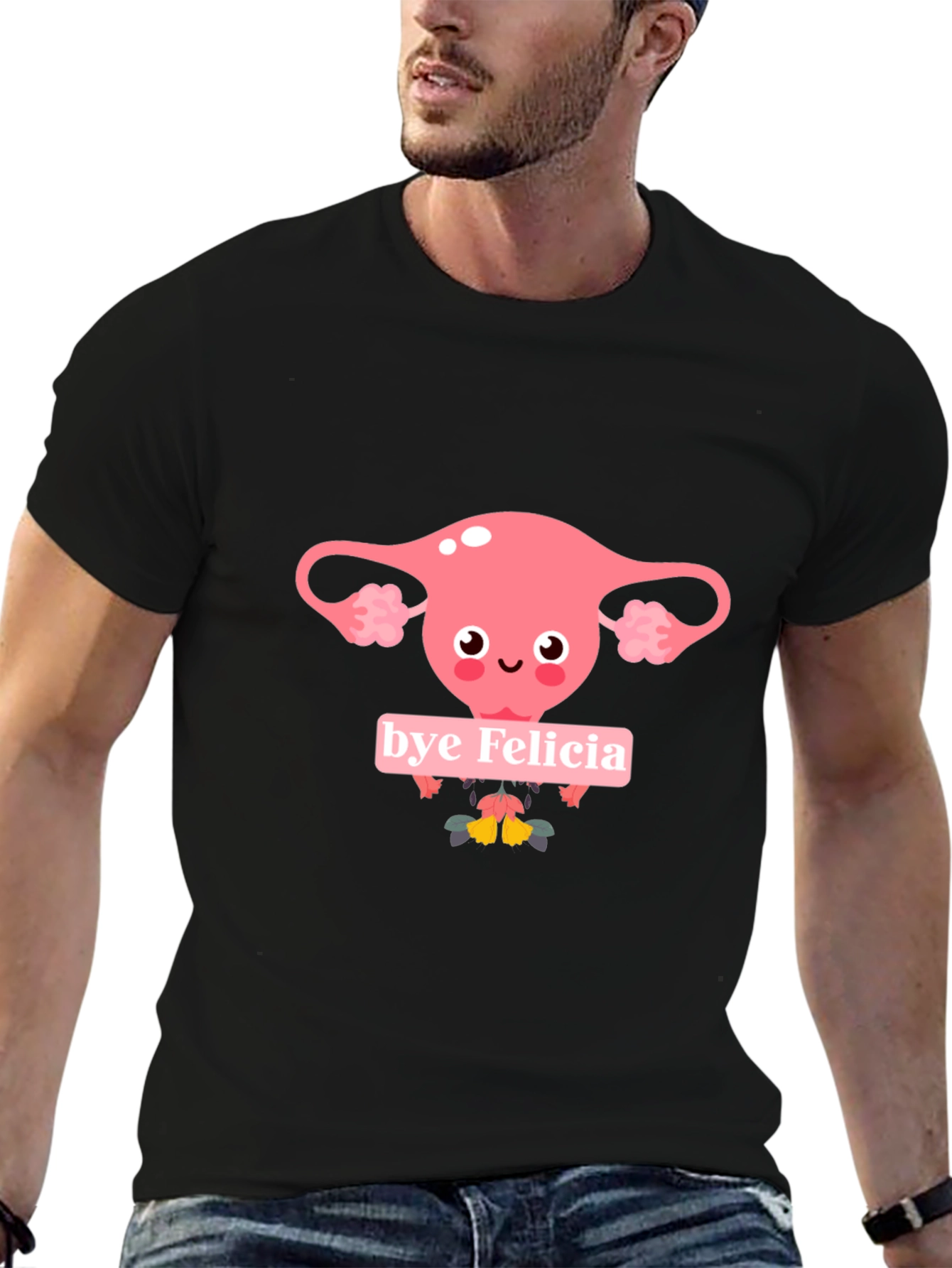 Bye Felicia Uterus Graphic Tee - Black Cotton T-Shirt