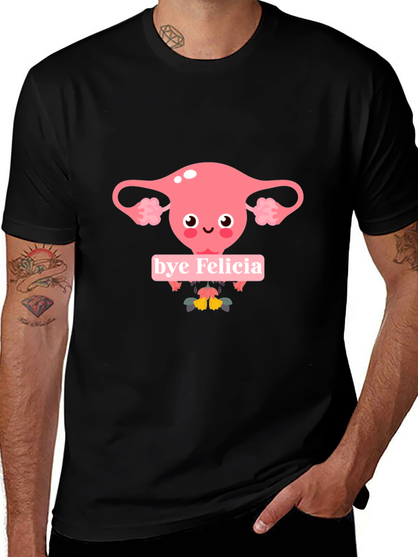 Bye Felicia Uterus Graphic Tee - Black Cotton T-Shirt