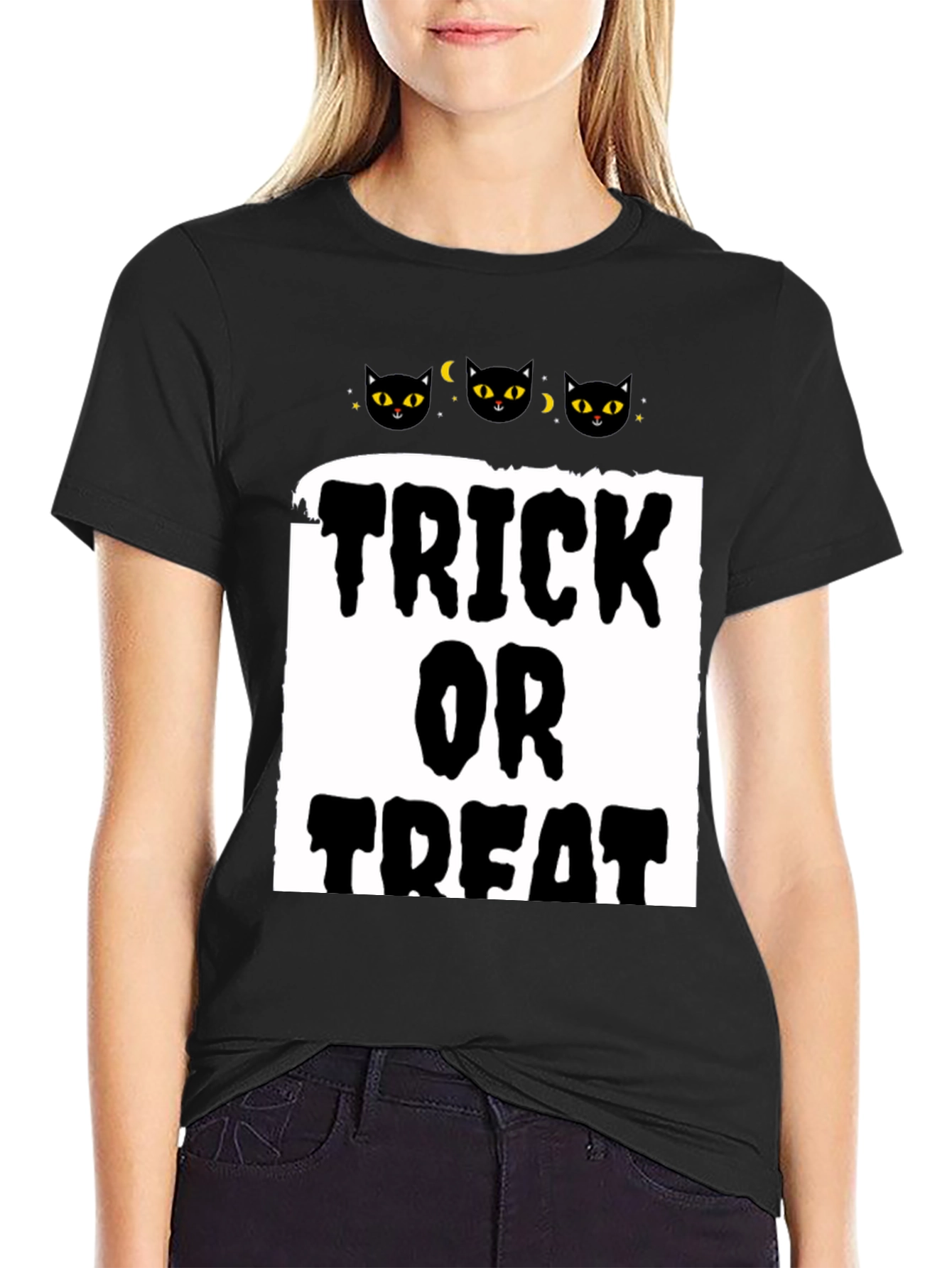 Halloween Trick or Treat Black Cat T-Shirt