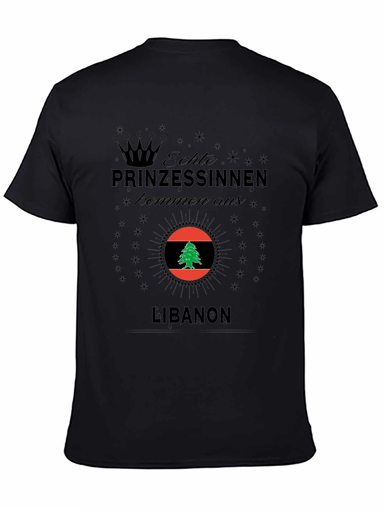 Lebanon Princess T-Shirt - Black Cotton Tee