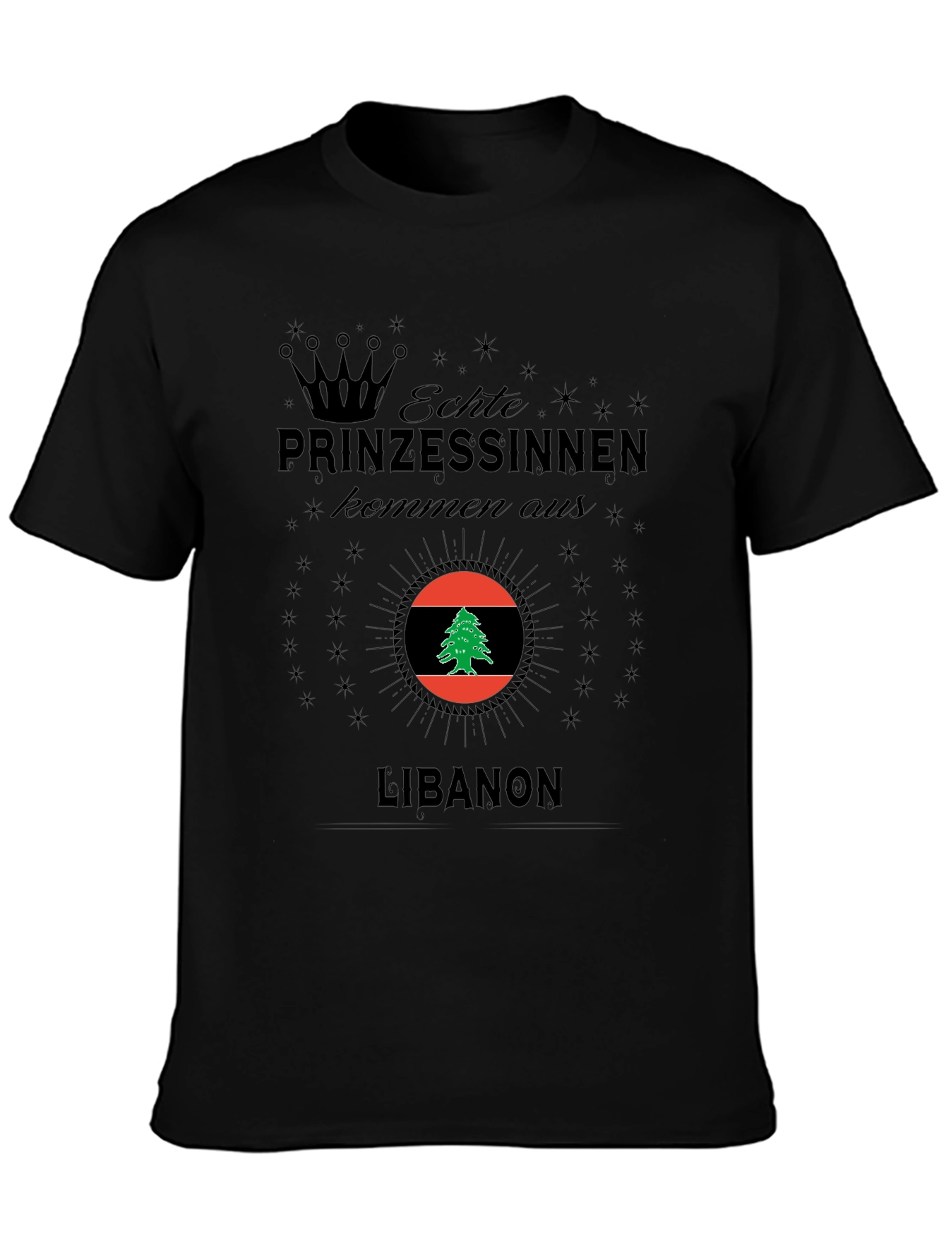 Lebanon Princess T-Shirt - Black Cotton Tee