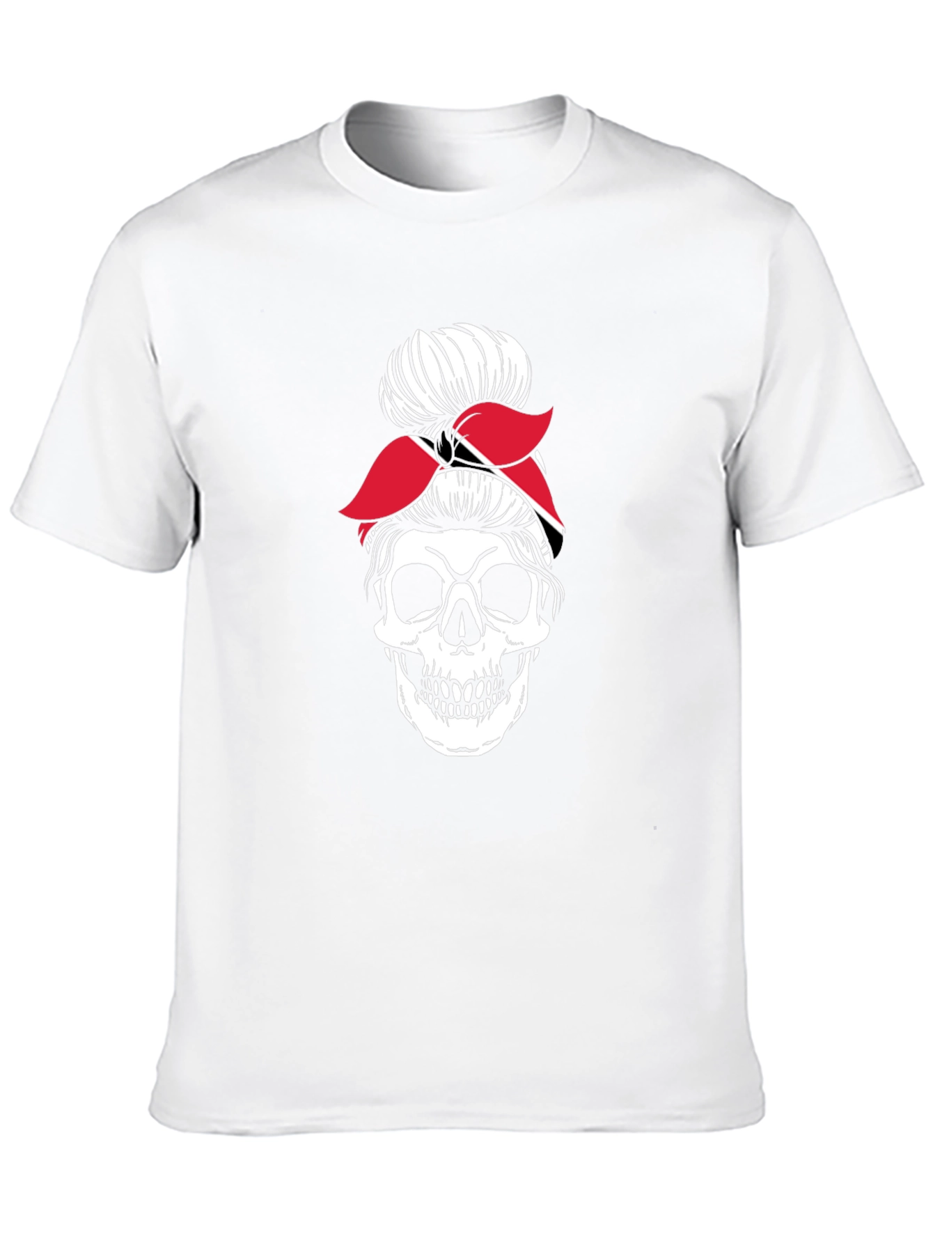 Skull Messy Bun T-Shirt - Trinidad & Tobago Flag