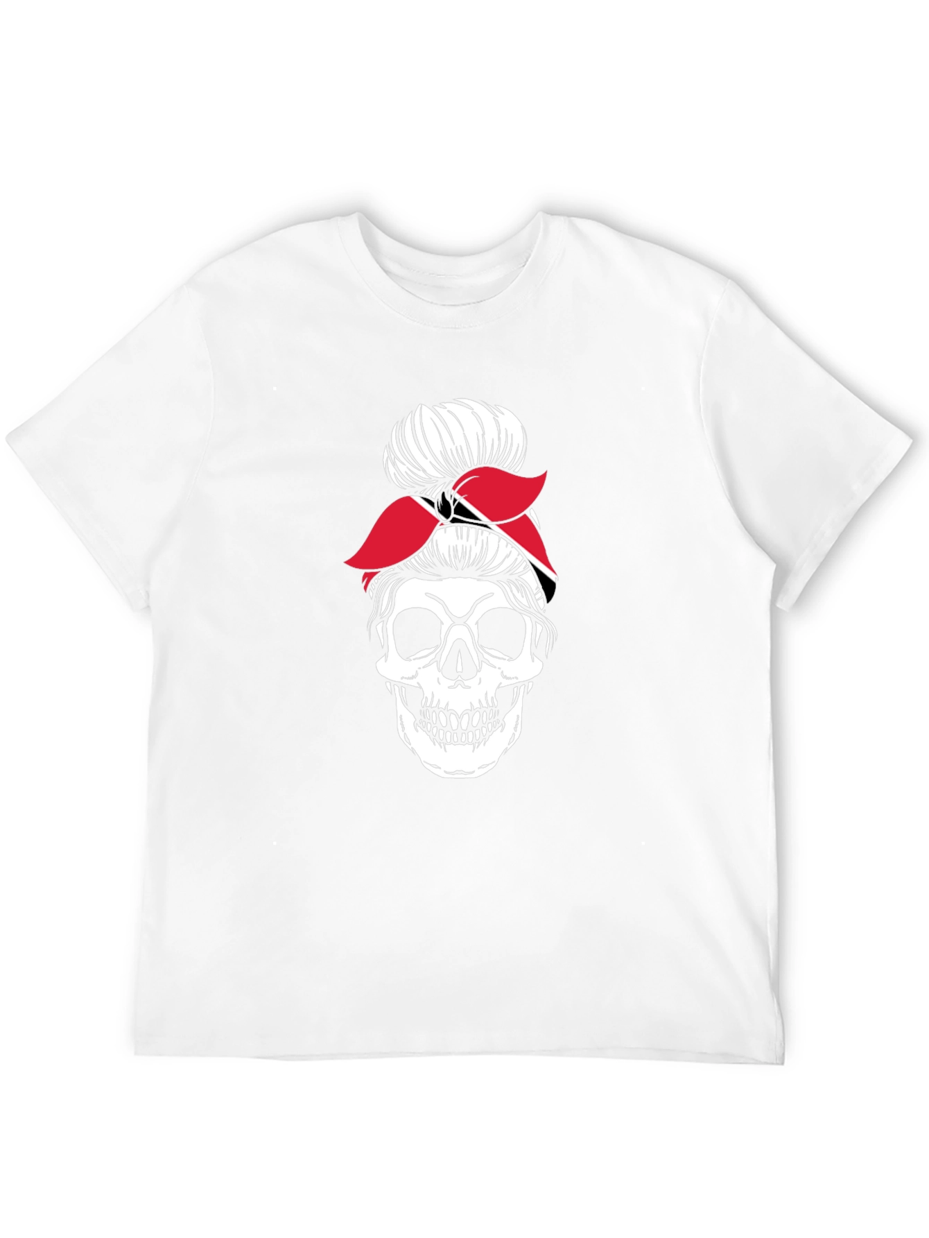Skull Messy Bun T-Shirt - Trinidad & Tobago Flag
