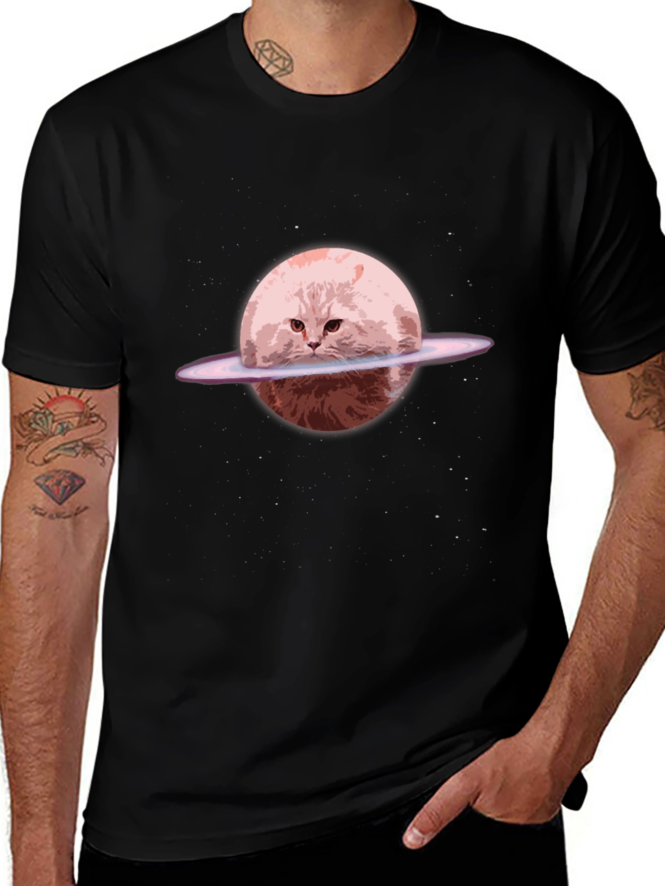 Cat Planet Graphic Tee - Unique Space Design