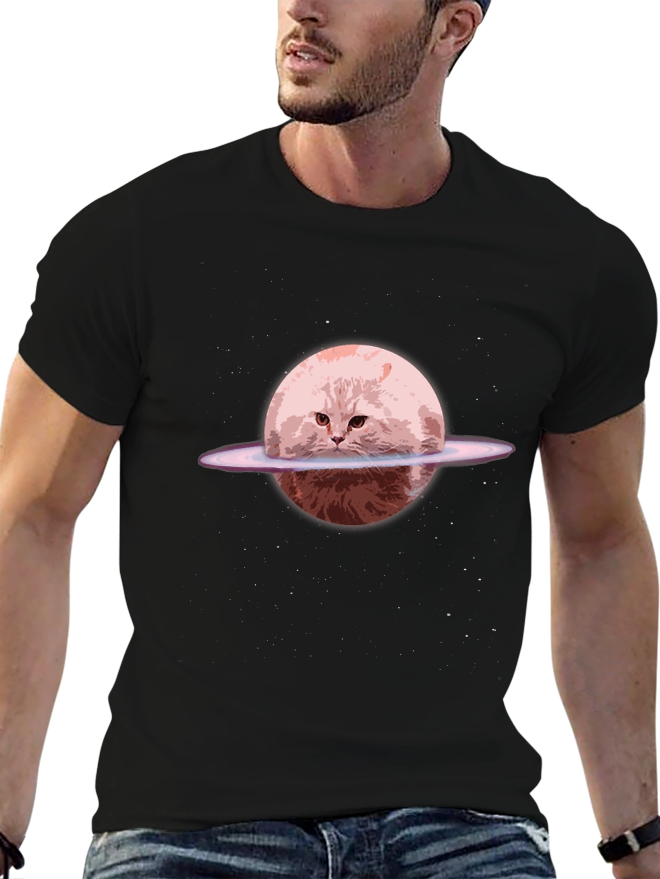 Cat Planet Graphic Tee - Unique Space Design