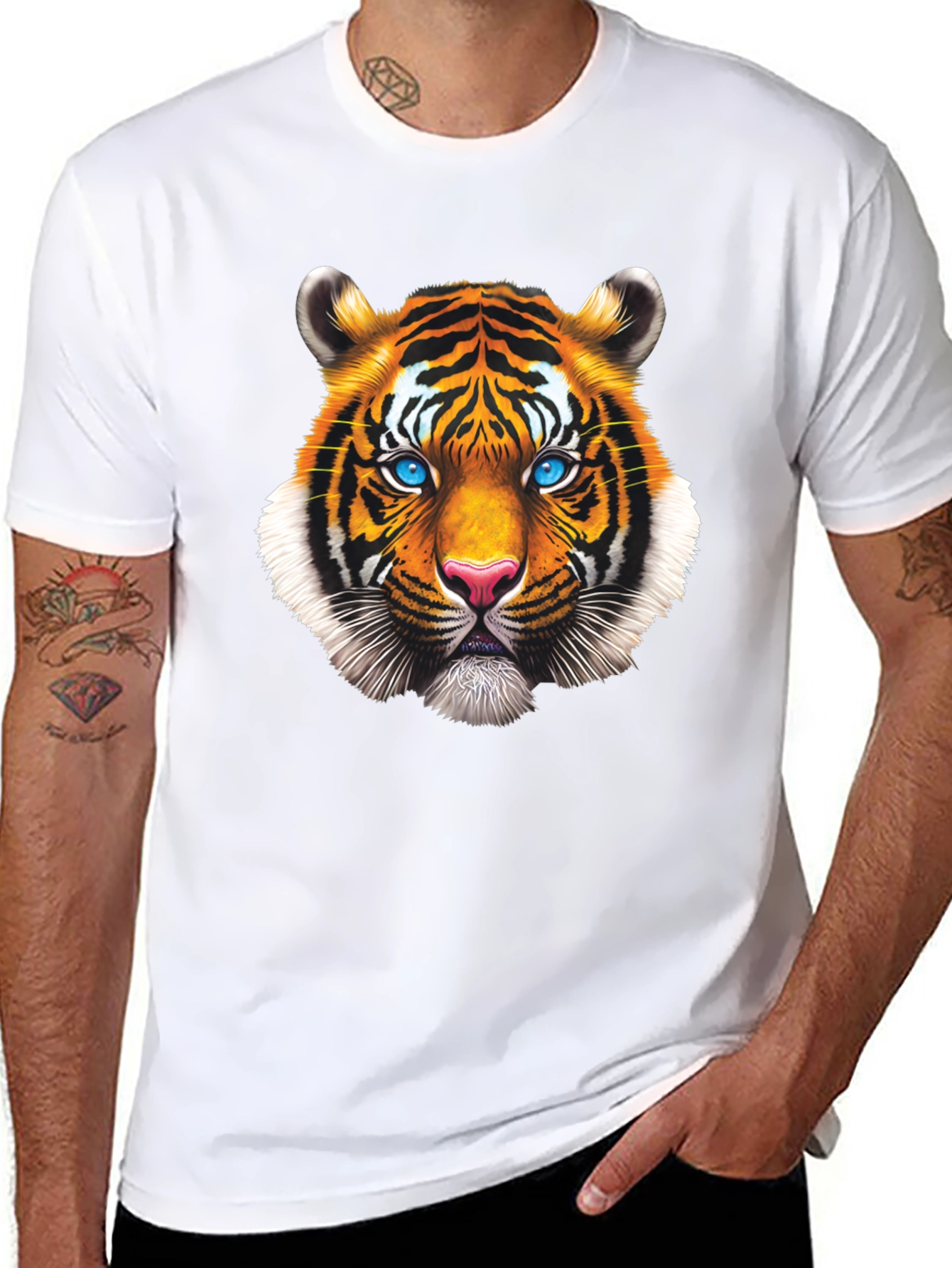 Tiger Face Graphic Tee - Bold Animal Print T-Shirt