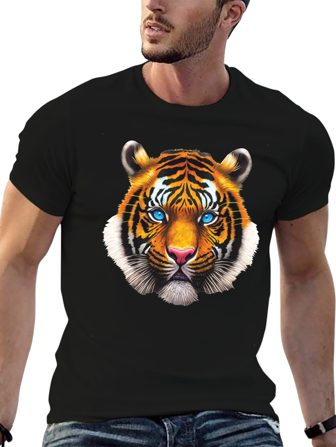 Tiger Face Graphic Tee - Bold Animal Print T-Shirt