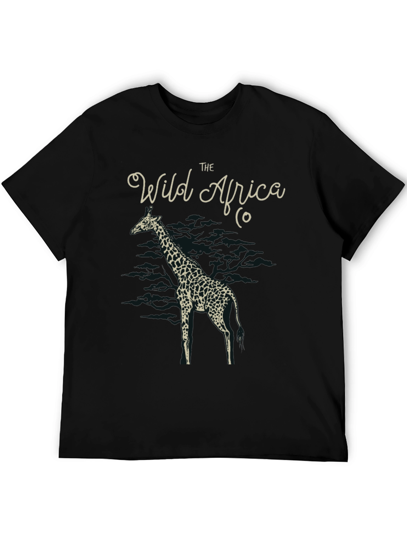 Wild Africa Giraffe Graphic Tee - Black Cotton T-Shirt