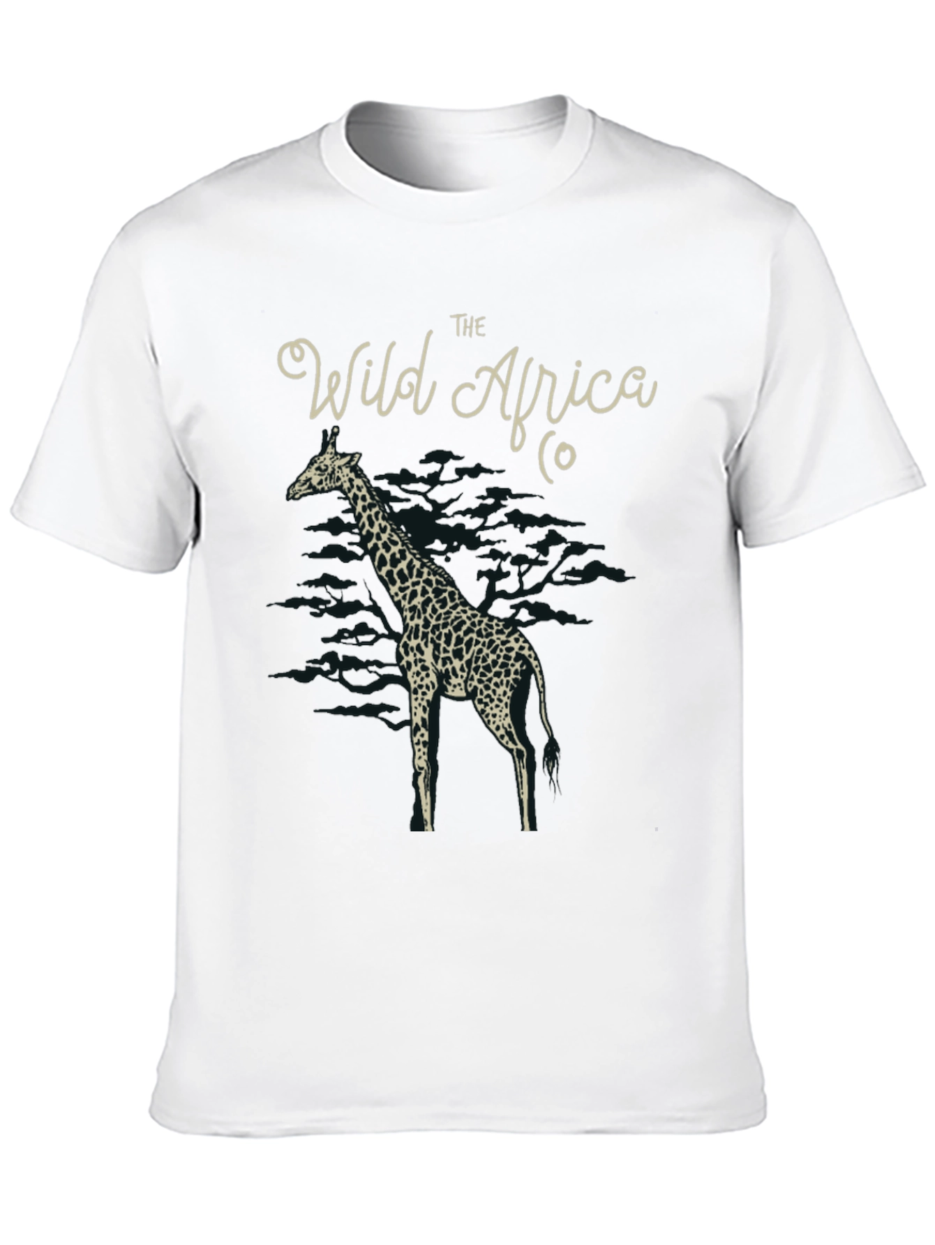 Wild Africa Giraffe Graphic Tee - Black Cotton T-Shirt