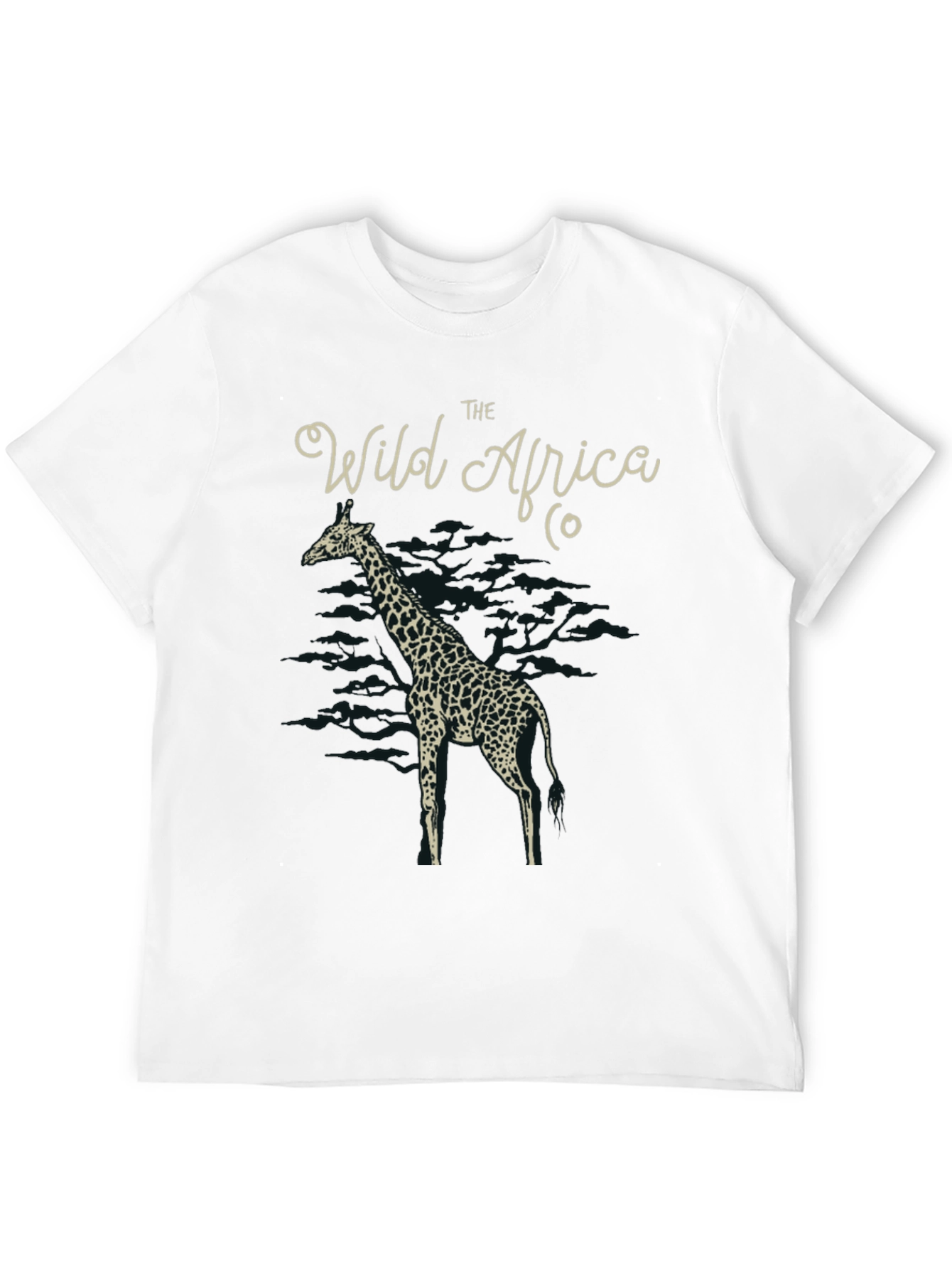 Wild Africa Giraffe Graphic Tee - Black Cotton T-Shirt