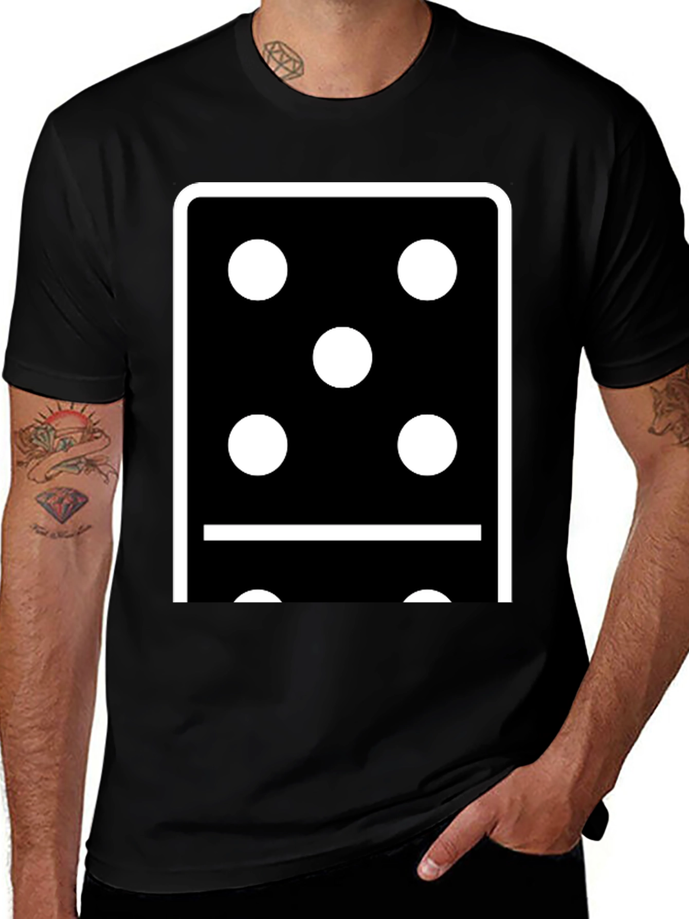 Domino Six Black T-Shirt - Lucky Number Style