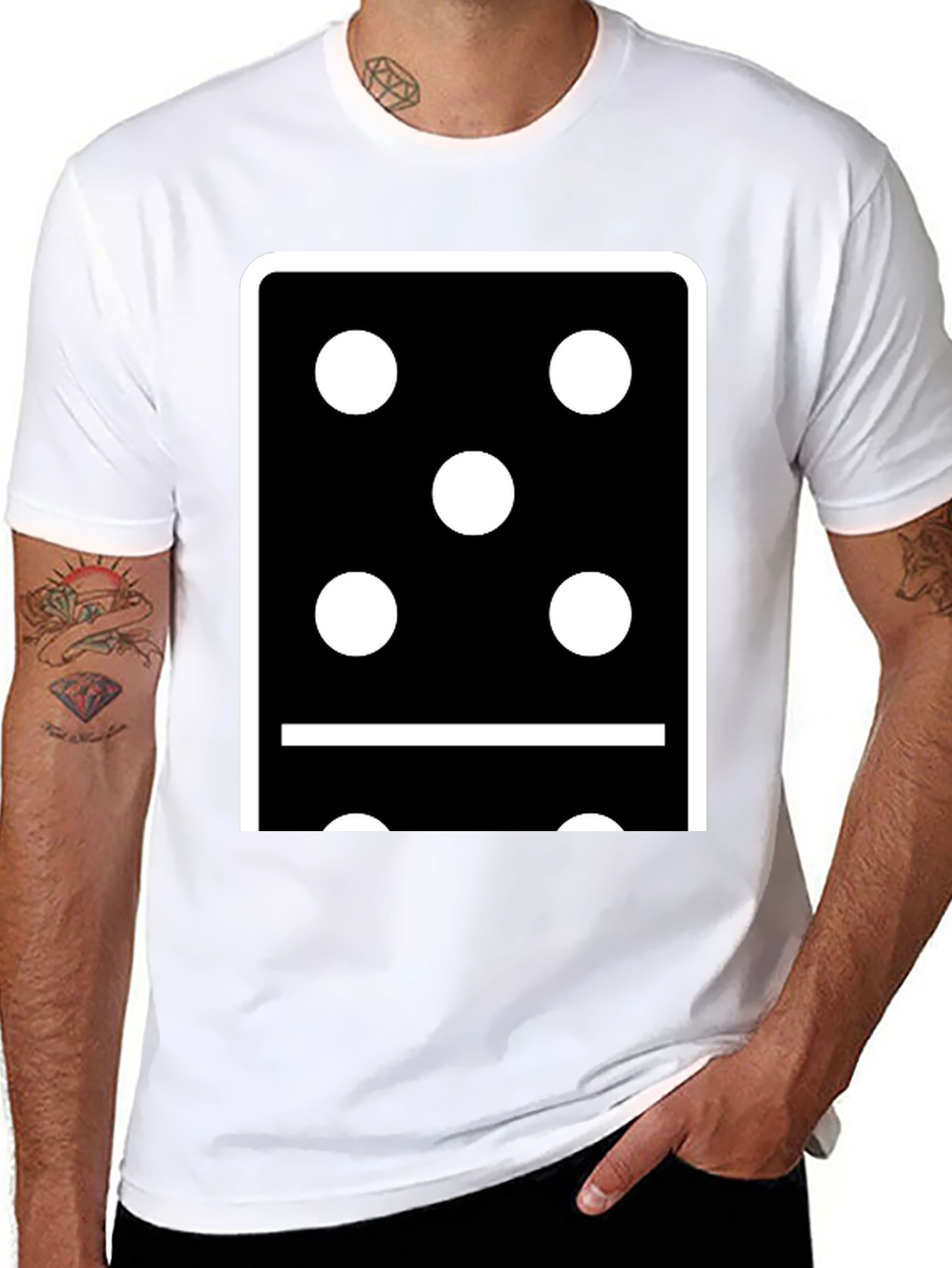 Domino Six Black T-Shirt - Lucky Number Style