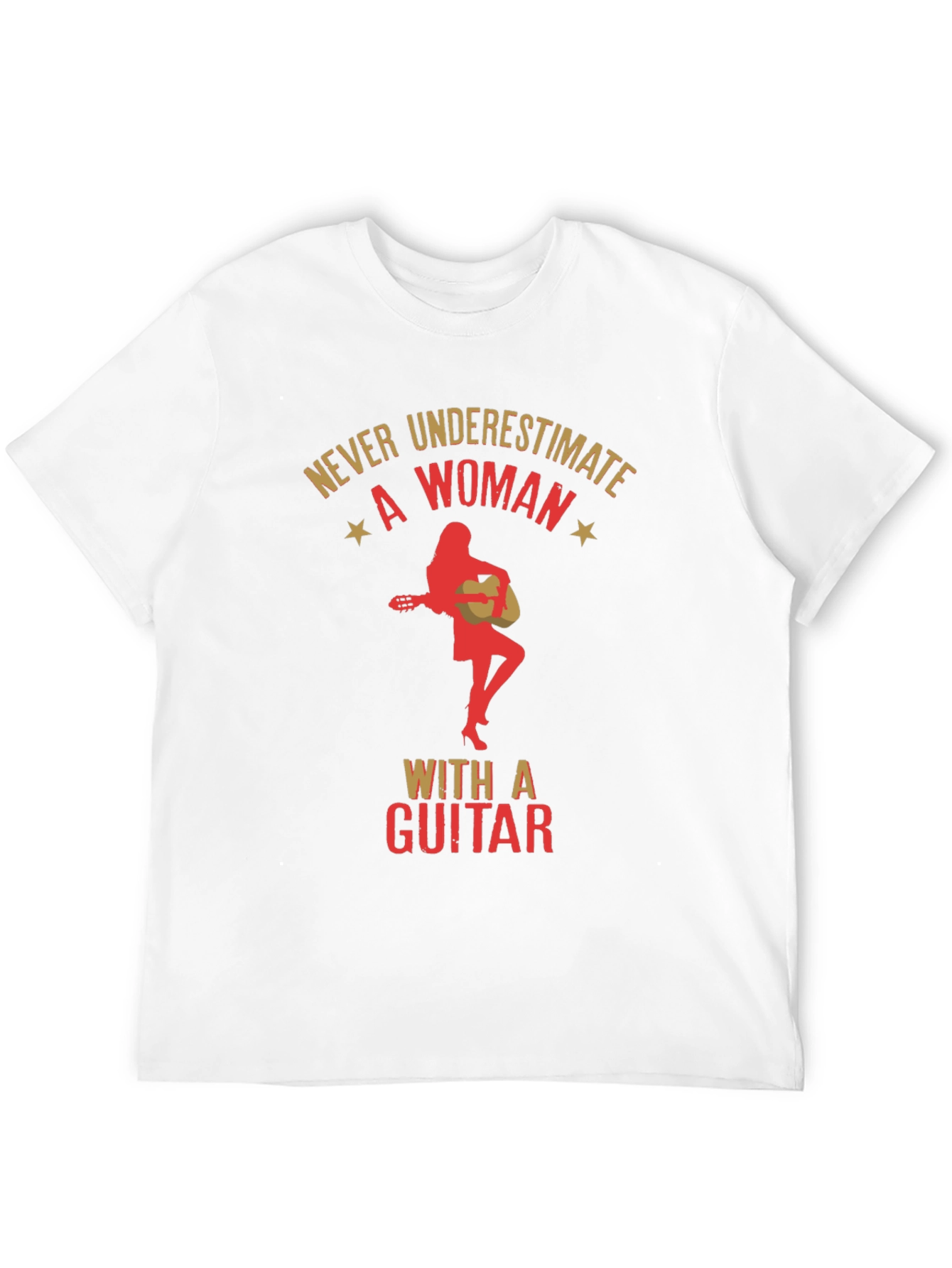 Never Underestimate a Woman With a Guitar Black T-Shirt