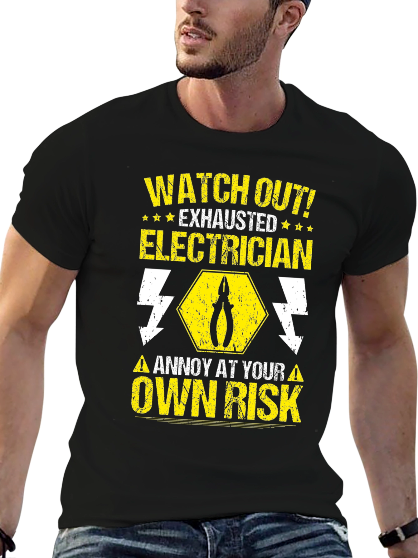 Electrician Warning T-Shirt - Watch Out Exhausted!