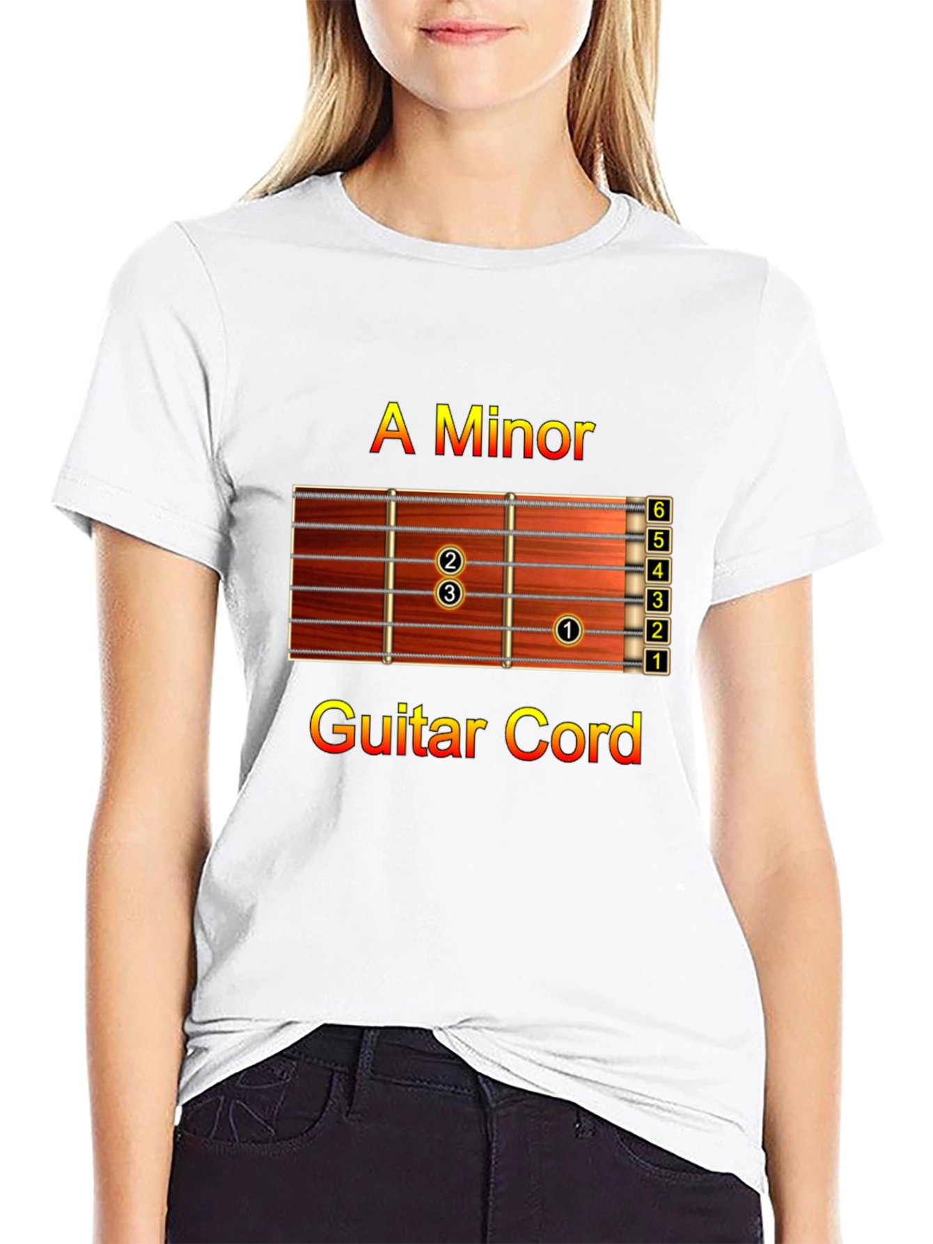 A Minor Guitar Chord Black T-Shirt