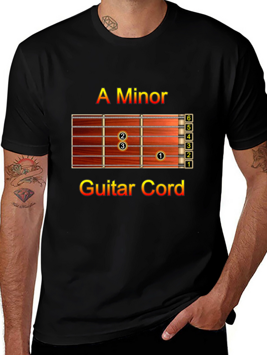 A Minor Guitar Chord Black T-Shirt