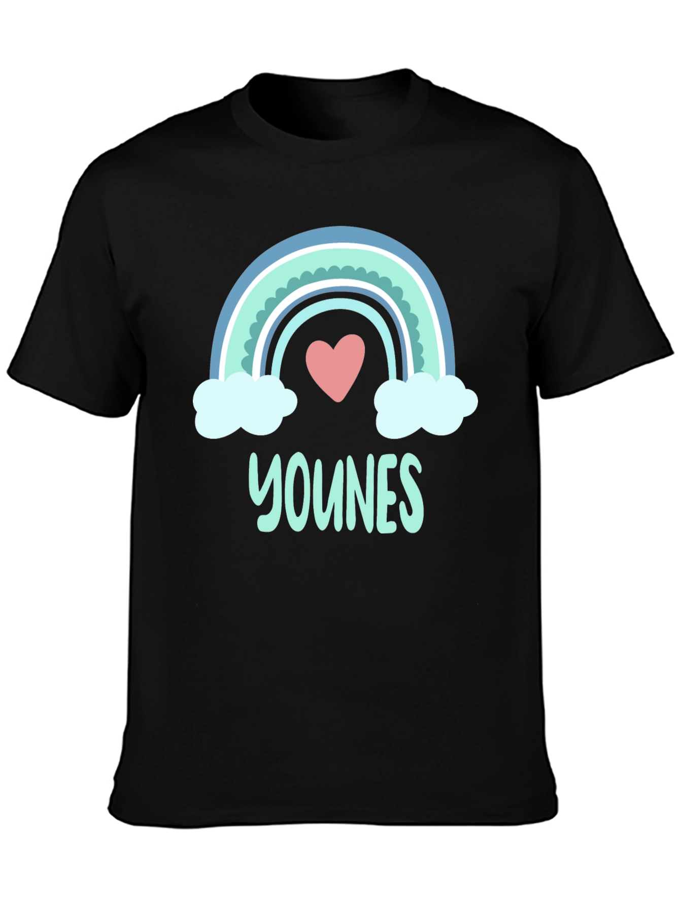 Younes Rainbow Heart T-Shirt - Cute Personalized Name Tee