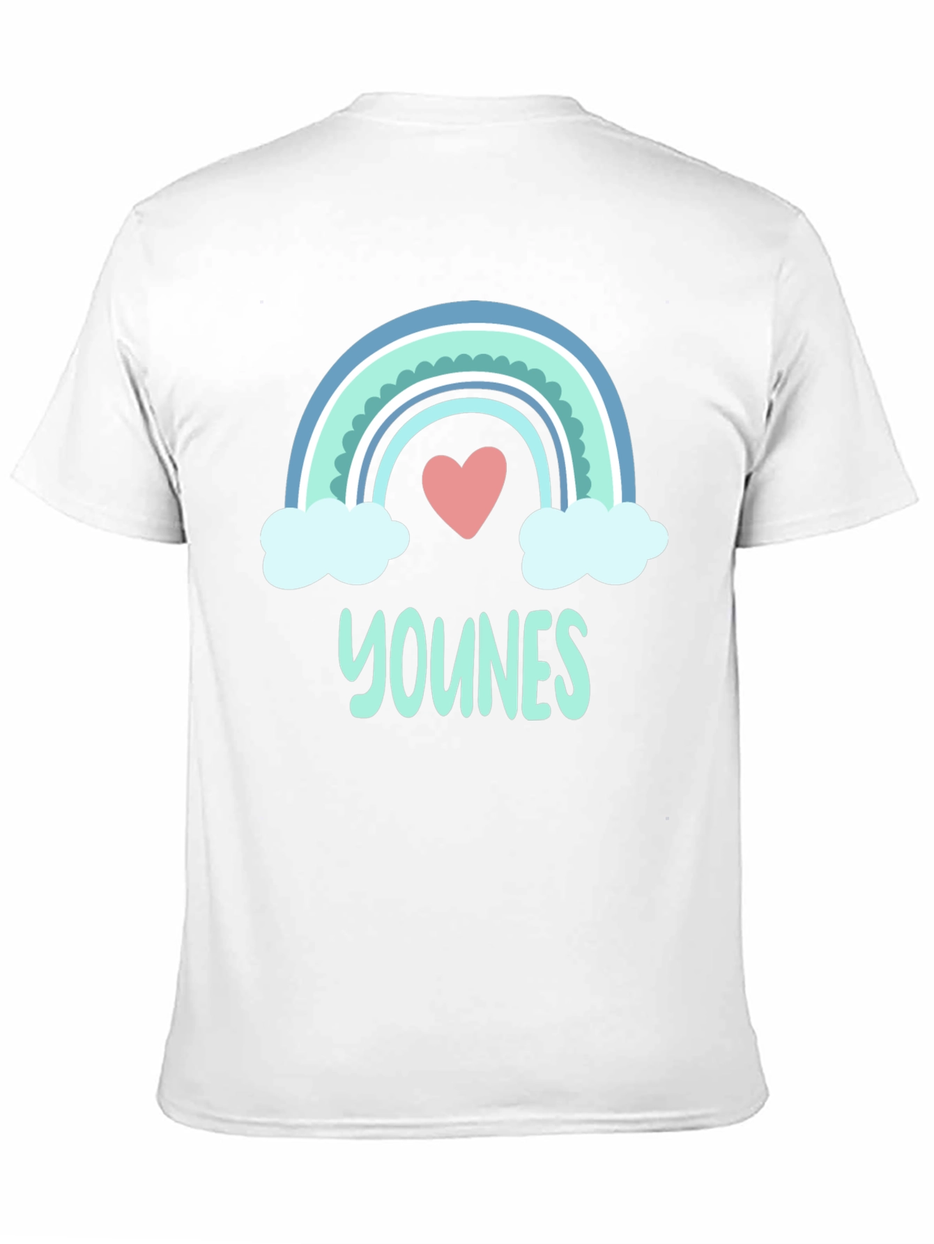 Younes Rainbow Heart T-Shirt - Cute Personalized Name Tee