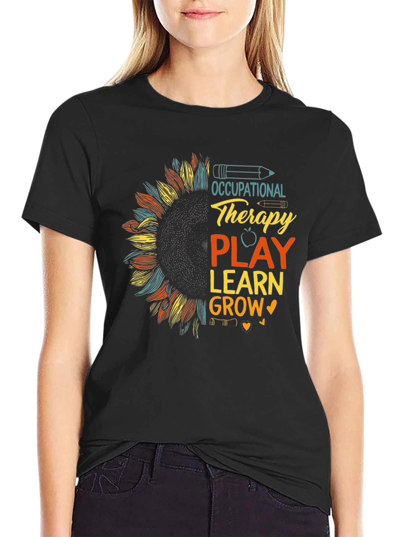 Occupational Therapy Play Learn Grow Sunflower Tee
