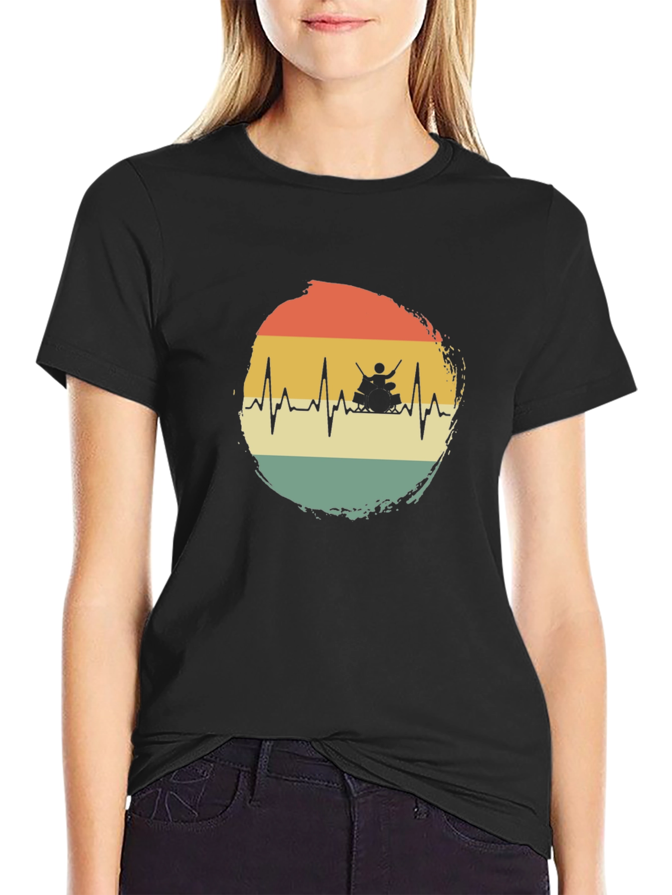 Drummer Heartbeat T-Shirt - Musician Tee