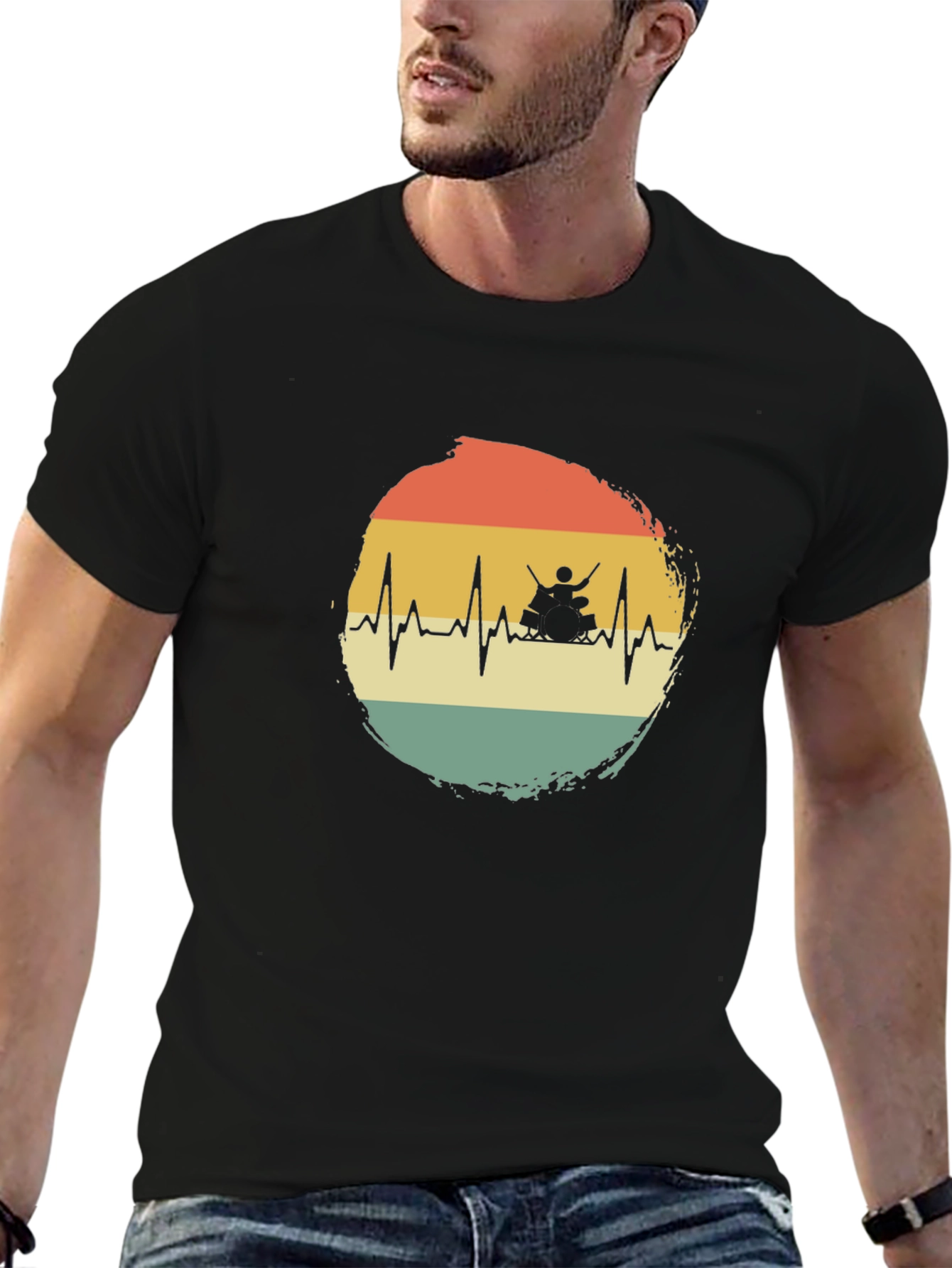 Drummer Heartbeat T-Shirt - Musician Tee