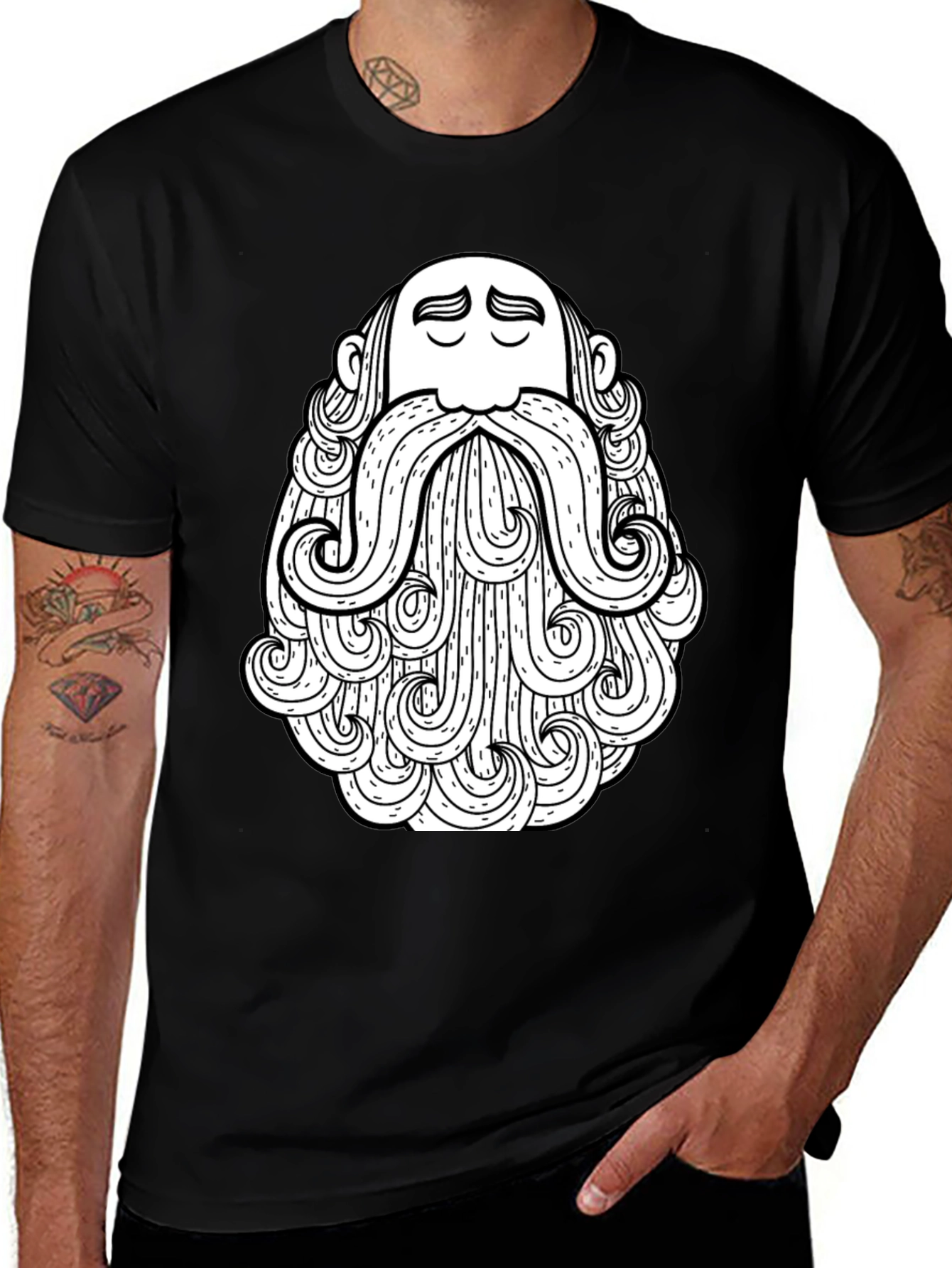 Bearded Man Graphic Tee - Stylish Black T-Shirt