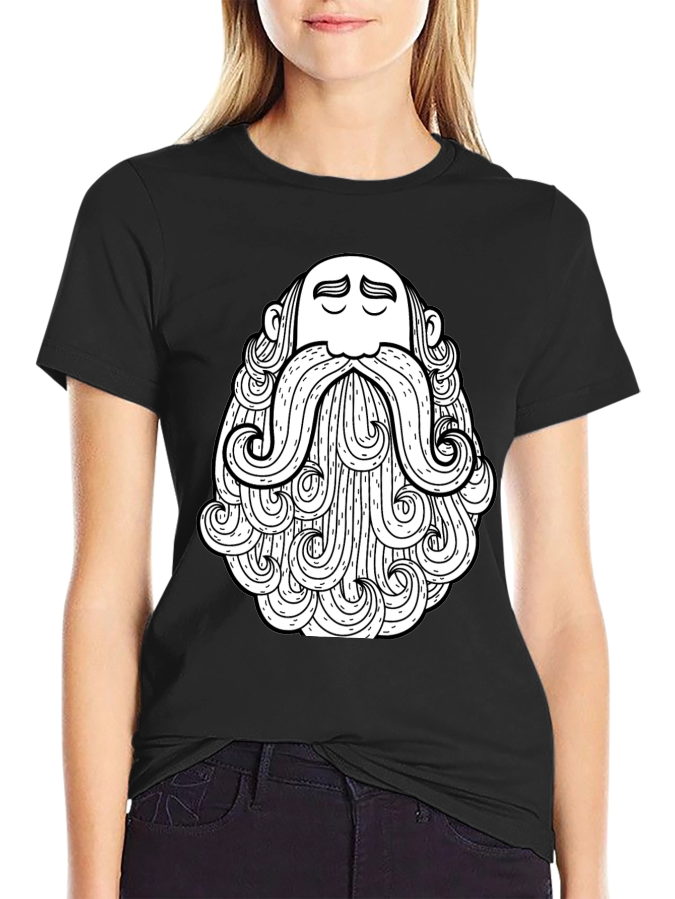 Bearded Man Graphic Tee - Stylish Black T-Shirt