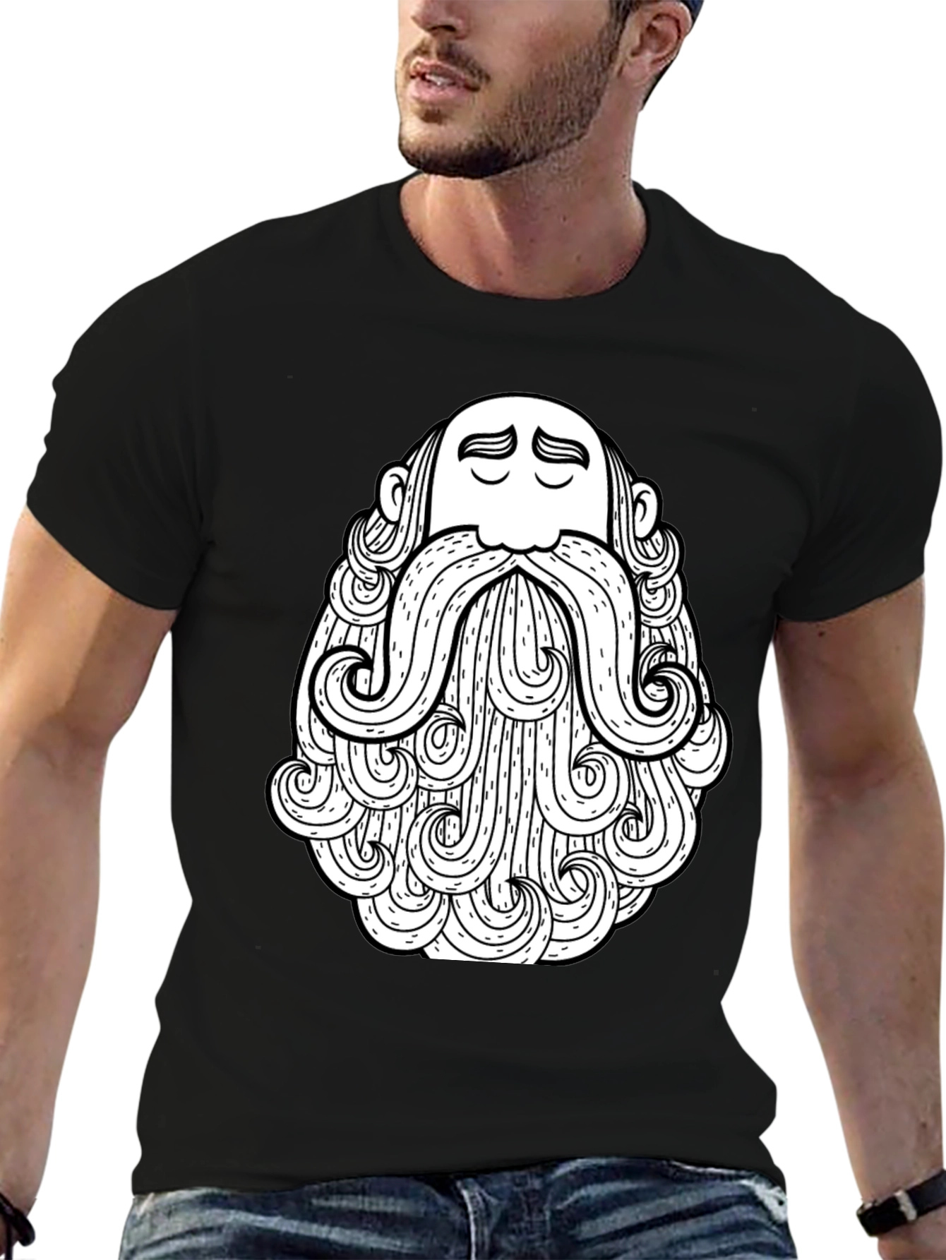 Bearded Man Graphic Tee - Stylish Black T-Shirt