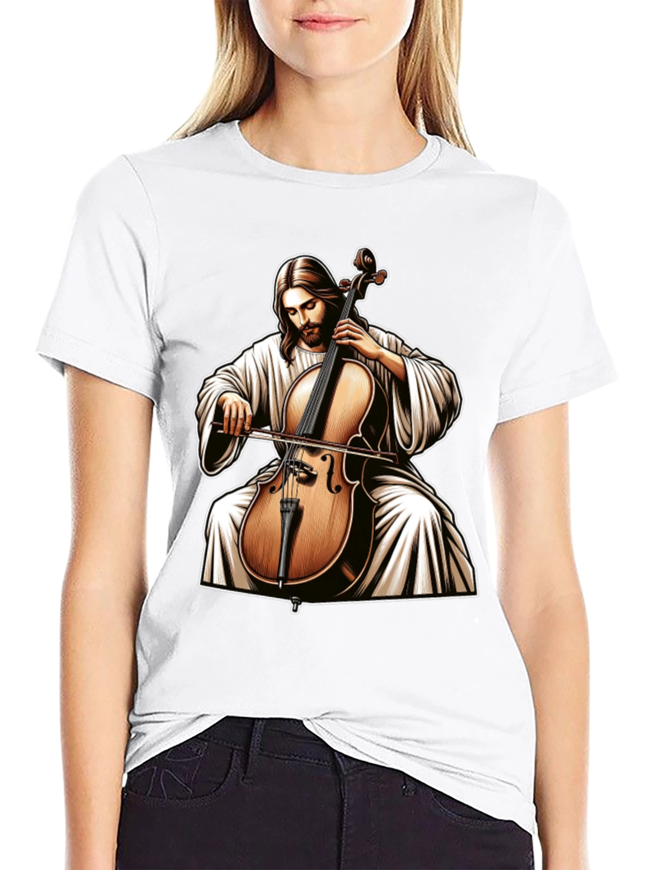 Jesus Playing Cello Graphic Tee