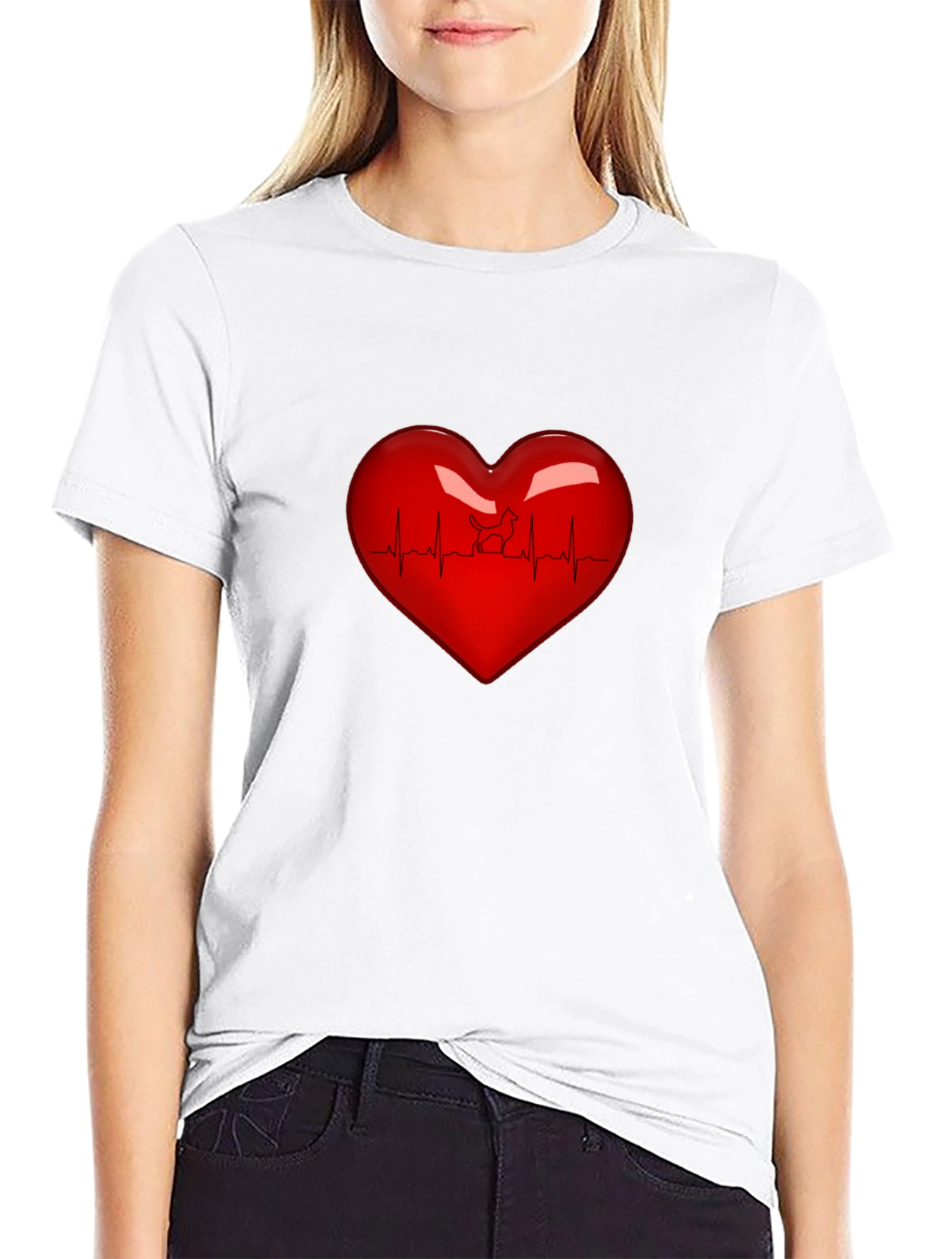 Heartbeat Dog Lover T-Shirt - Black