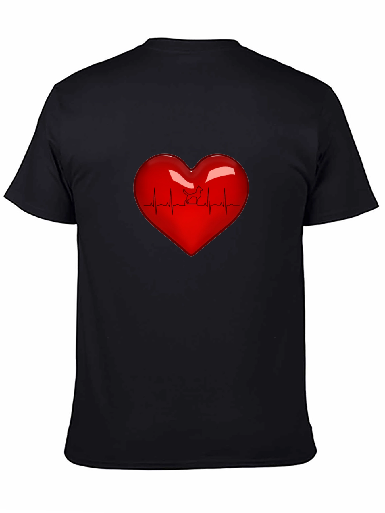 Heartbeat Dog Lover T-Shirt - Black