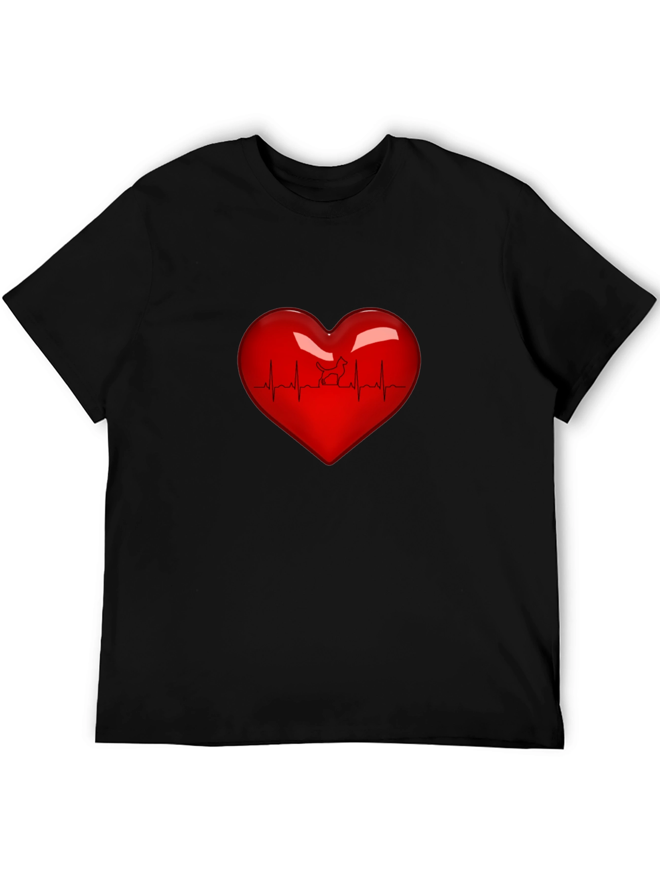 Heartbeat Dog Lover T-Shirt - Black