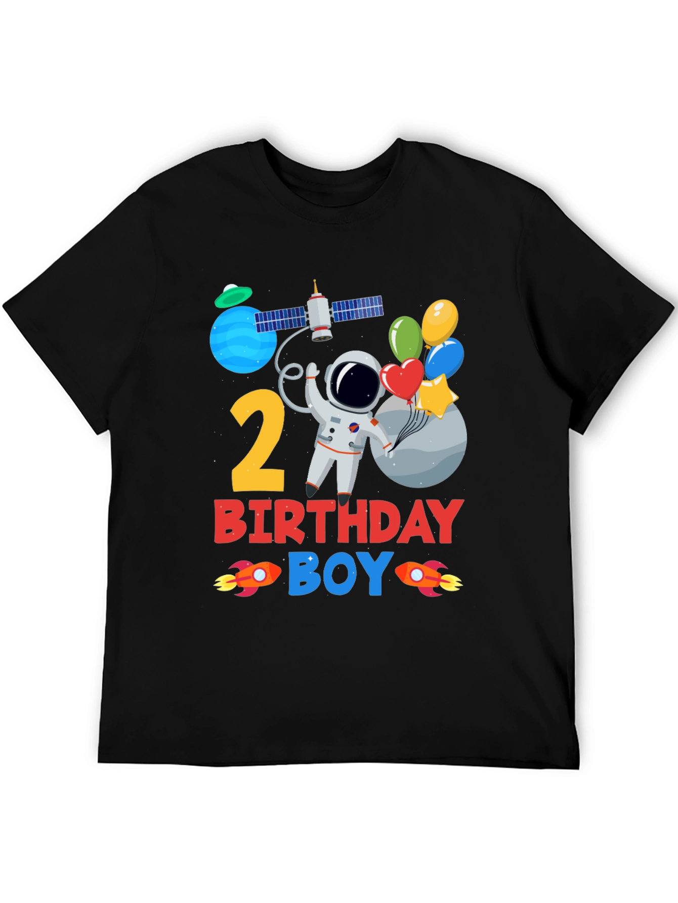 2nd Birthday Boy Space T-Shirt