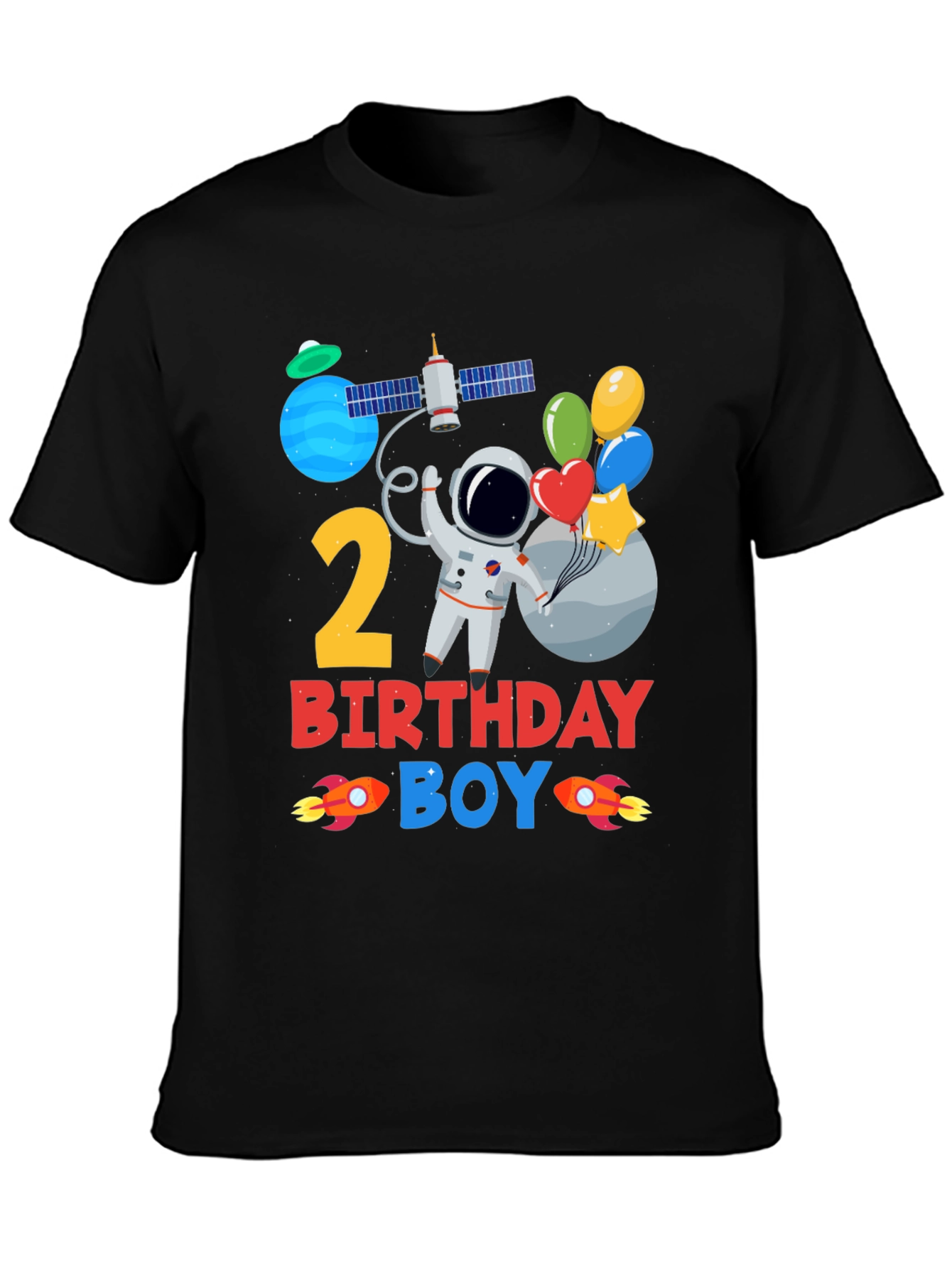 2nd Birthday Boy Space T-Shirt