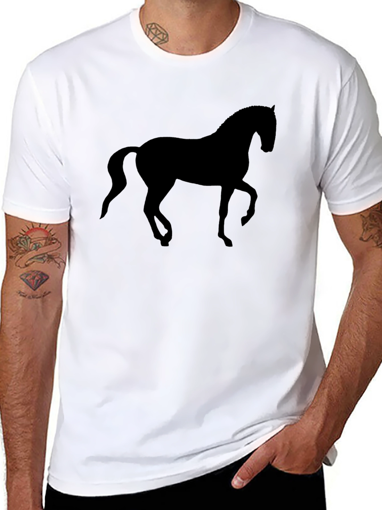 Horse Silhouette Graphic Tee - Classic Black T-Shirt