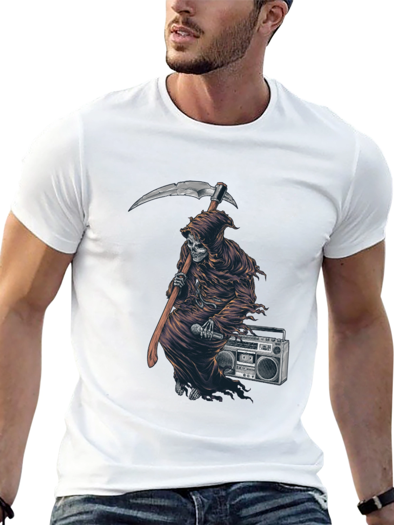 Grim Reaper Boombox Graphic Tee - Black