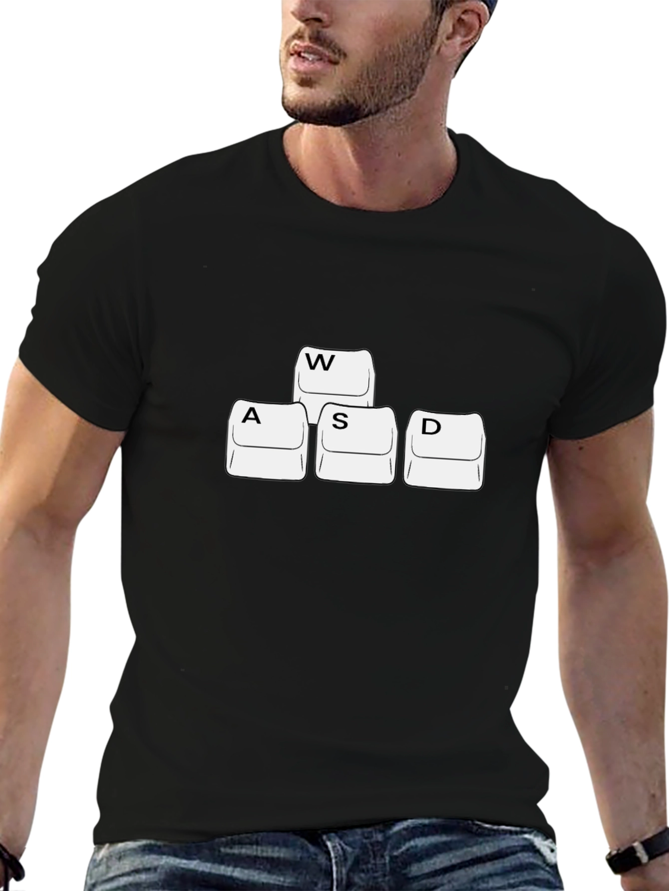 Gamer Keyboard WASD T-Shirt - Black Cotton Tee